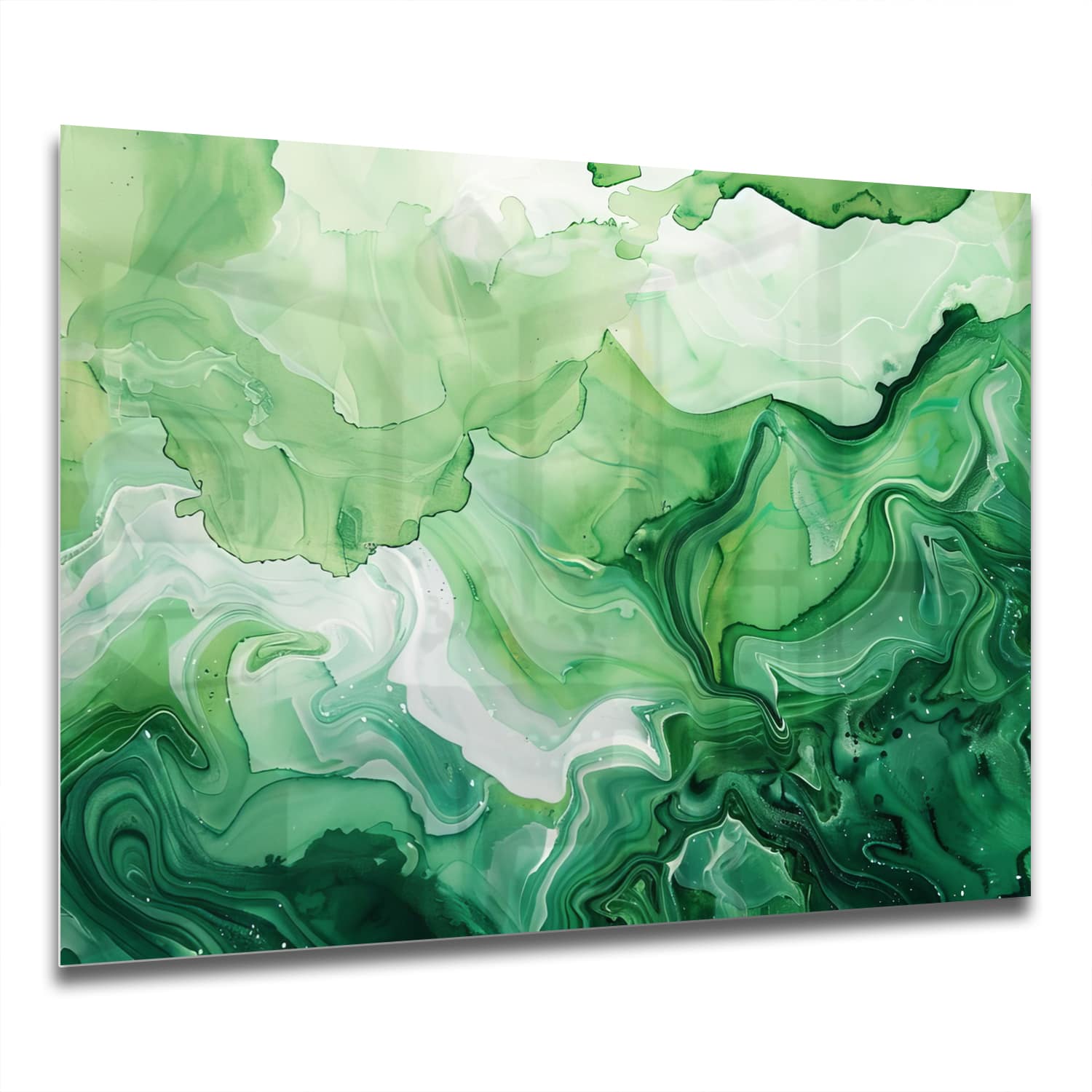 Eigen Afmeting - Spatscherm Keuken - Hittebestendig gehard glas - Groene Waterverf Textuur