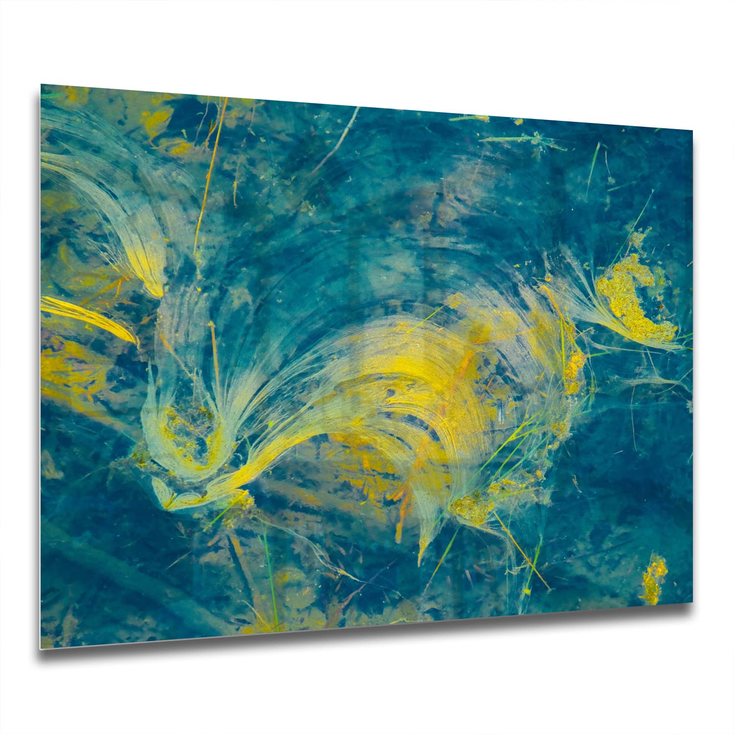 Eigen Afmeting - Spatscherm Keuken - Hittebestendig gehard glas - Abstracte Verf Golven