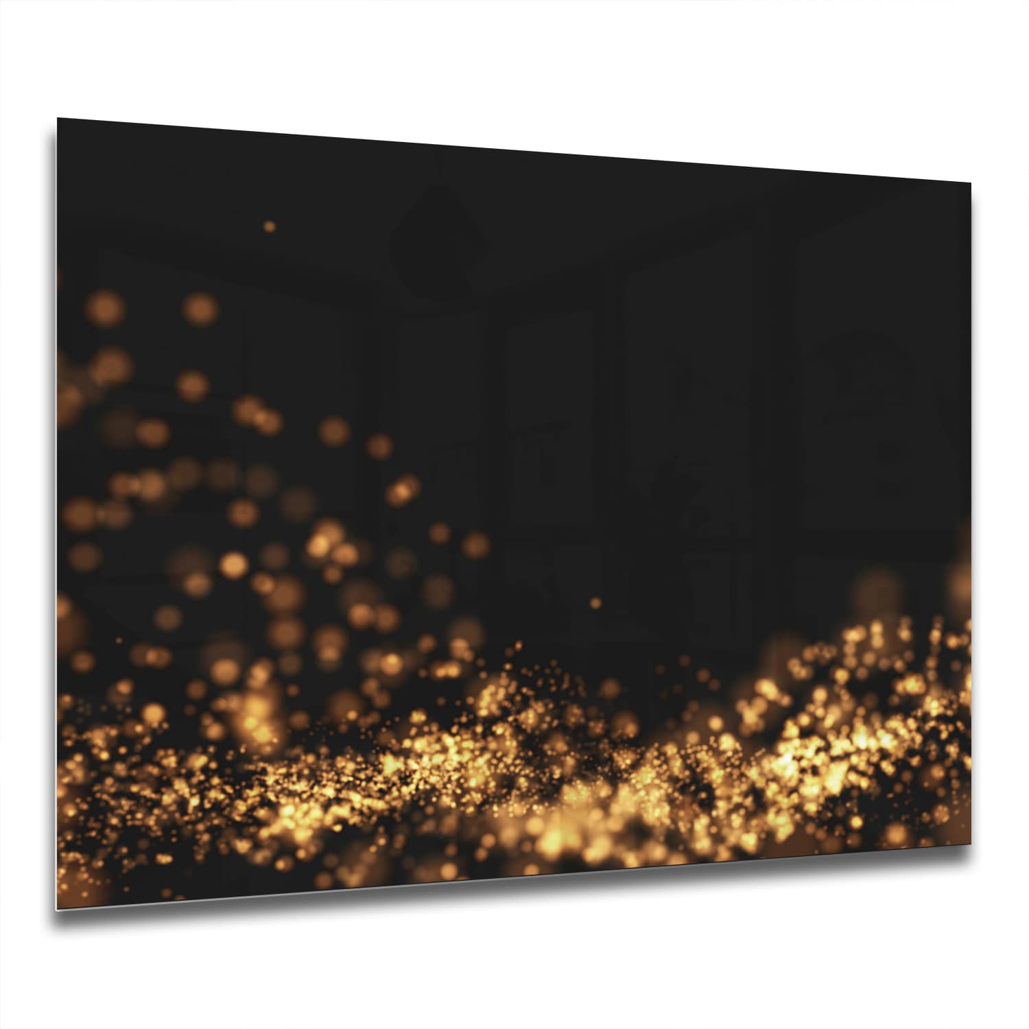 Eigen Afmeting - Spatscherm Keuken - Hittebestendig gehard glas - Gouden Golvende Glitter Achtergrond