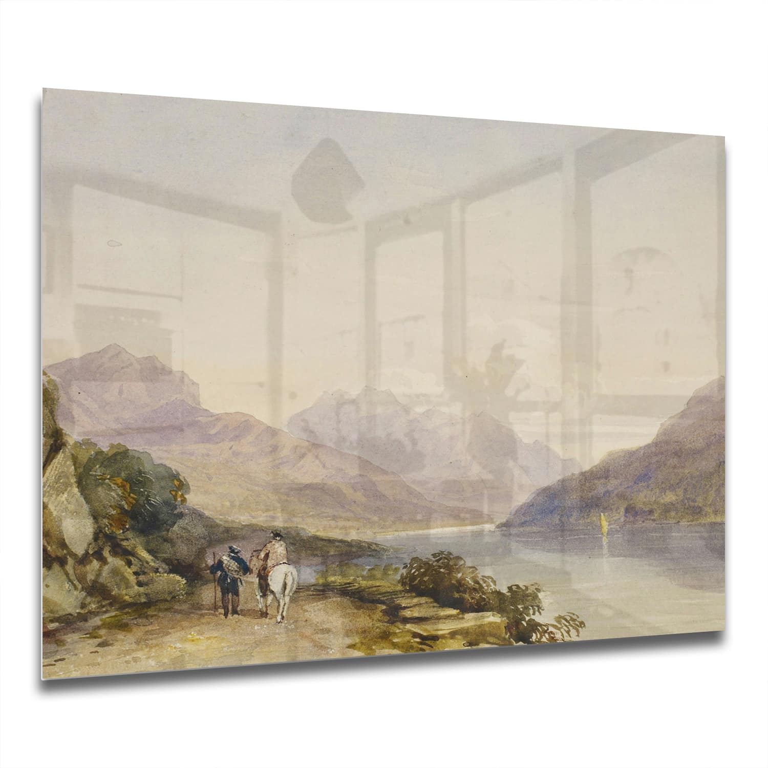 Eigen Afmeting - Spatscherm Keuken - Hittebestendig gehard glas - Waterverf Schilderij Paard in de Bergen