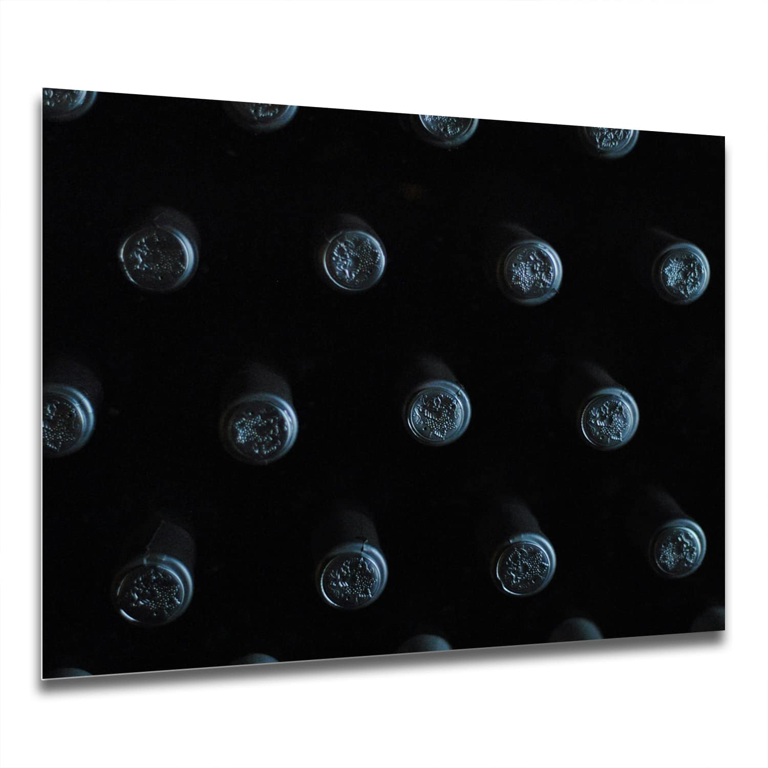 Eigen Afmeting - Spatscherm Keuken - Hittebestendig gehard glas - Wijnflessen van Bovenaf