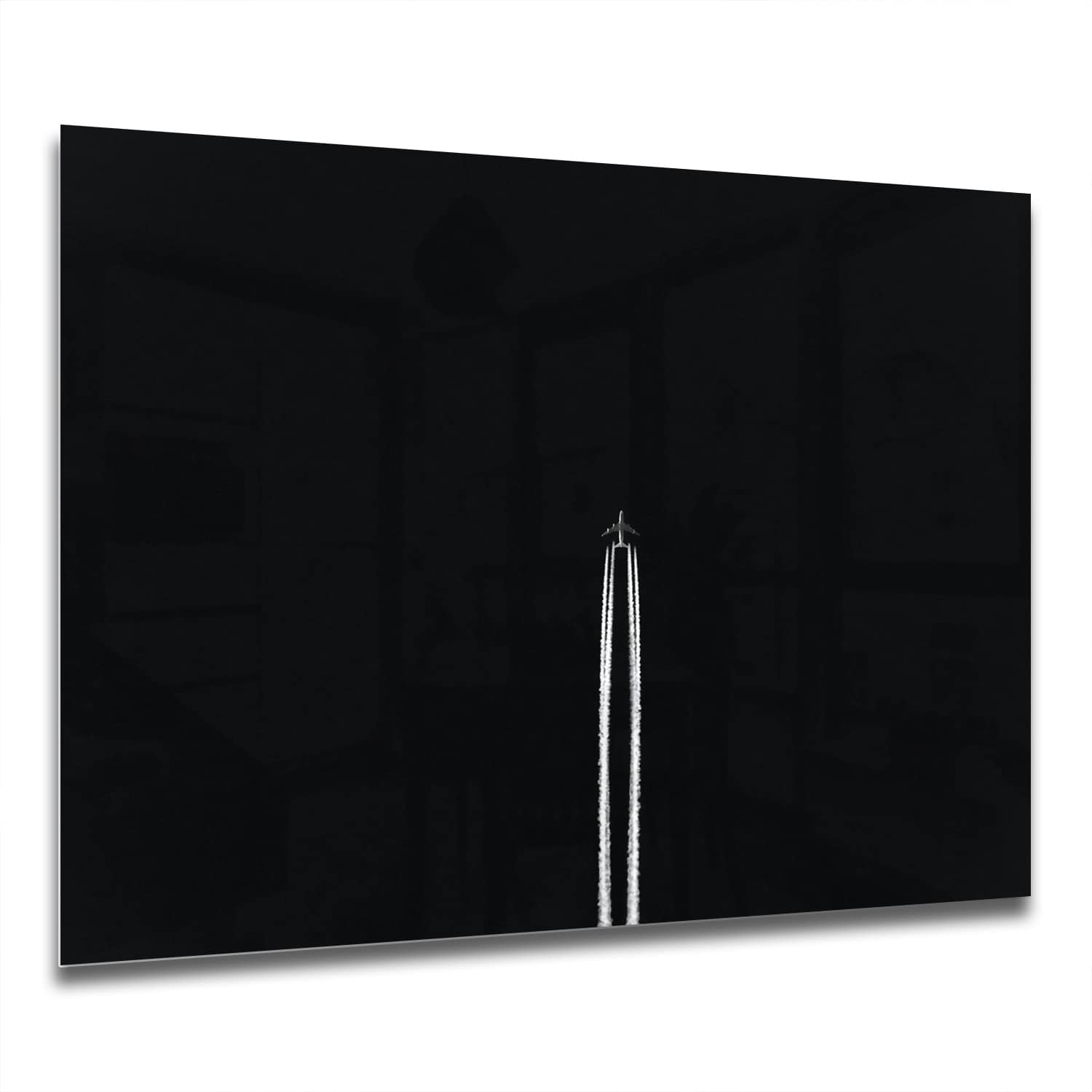 Eigen Afmeting - Spatscherm Keuken - Hittebestendig gehard glas - Zwart-Wit Vliegtuig