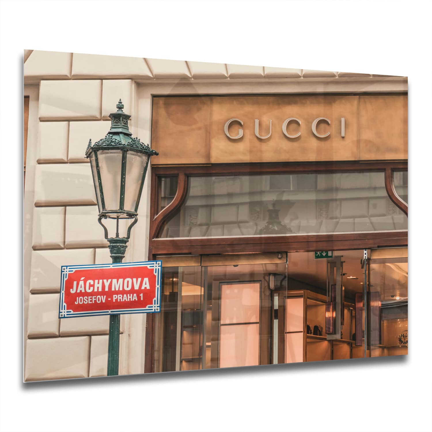 Eigen Afmeting - Spatscherm Keuken - Hittebestendig gehard glas - Gucci Winkel Front