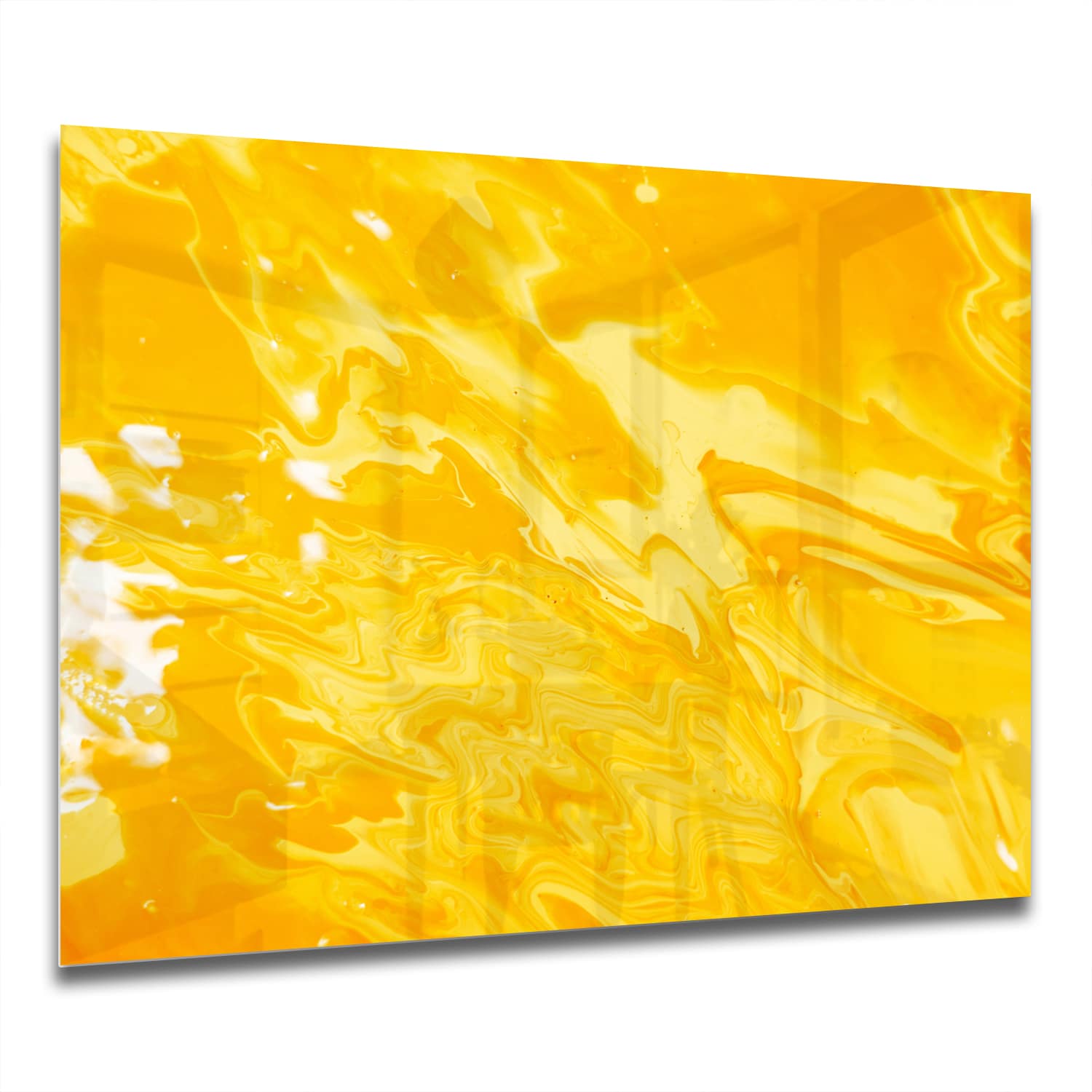 Eigen Afmeting - Spatscherm Keuken - Hittebestendig gehard glas - Abstract geel