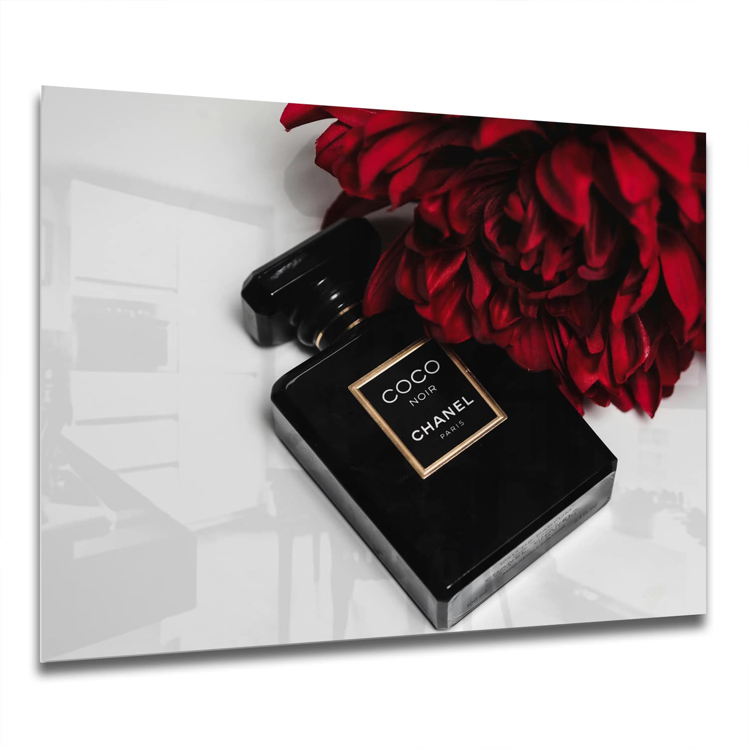 Eigen Afmeting - Spatscherm Keuken - Hittebestendig gehard glas - Coco Chanel Parfum