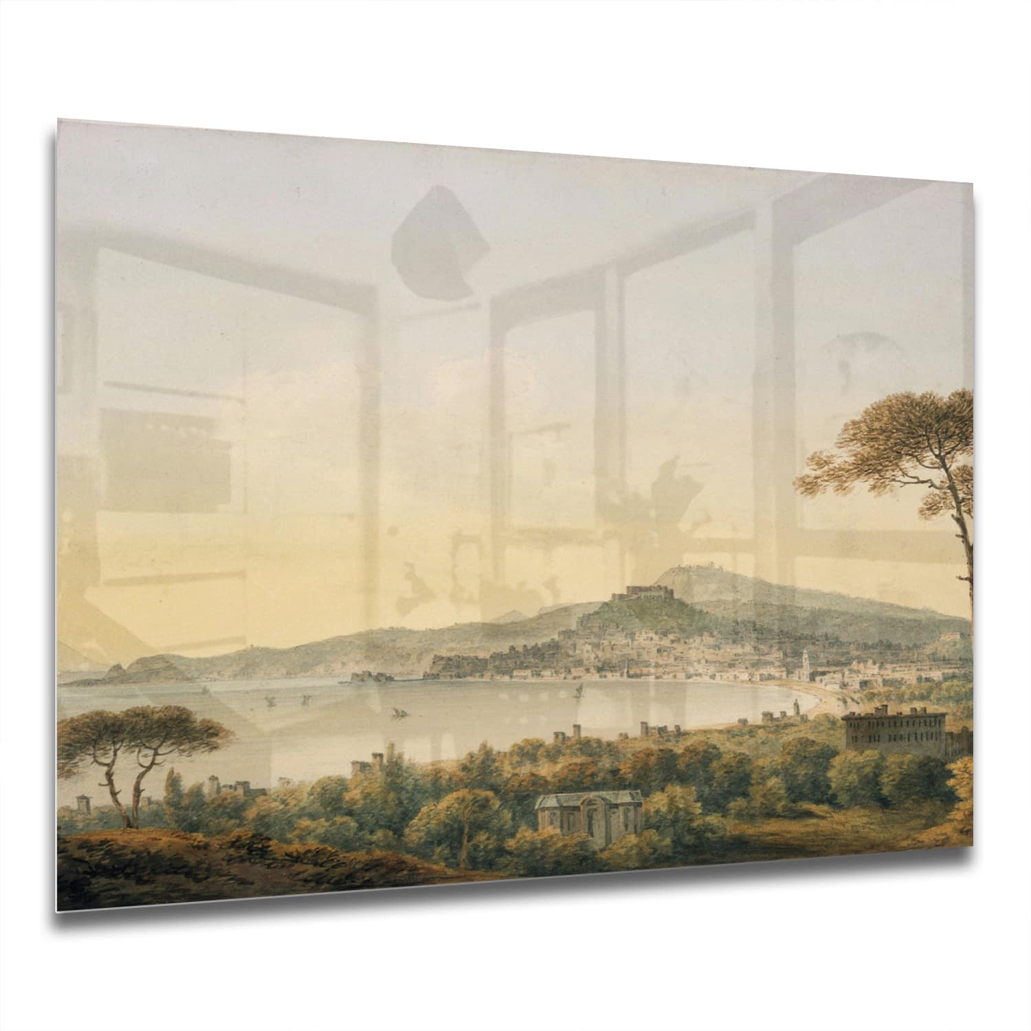 Eigen Afmeting - Spatscherm Keuken - Hittebestendig gehard glas - Waterverf  Schilderij Kustlijn
