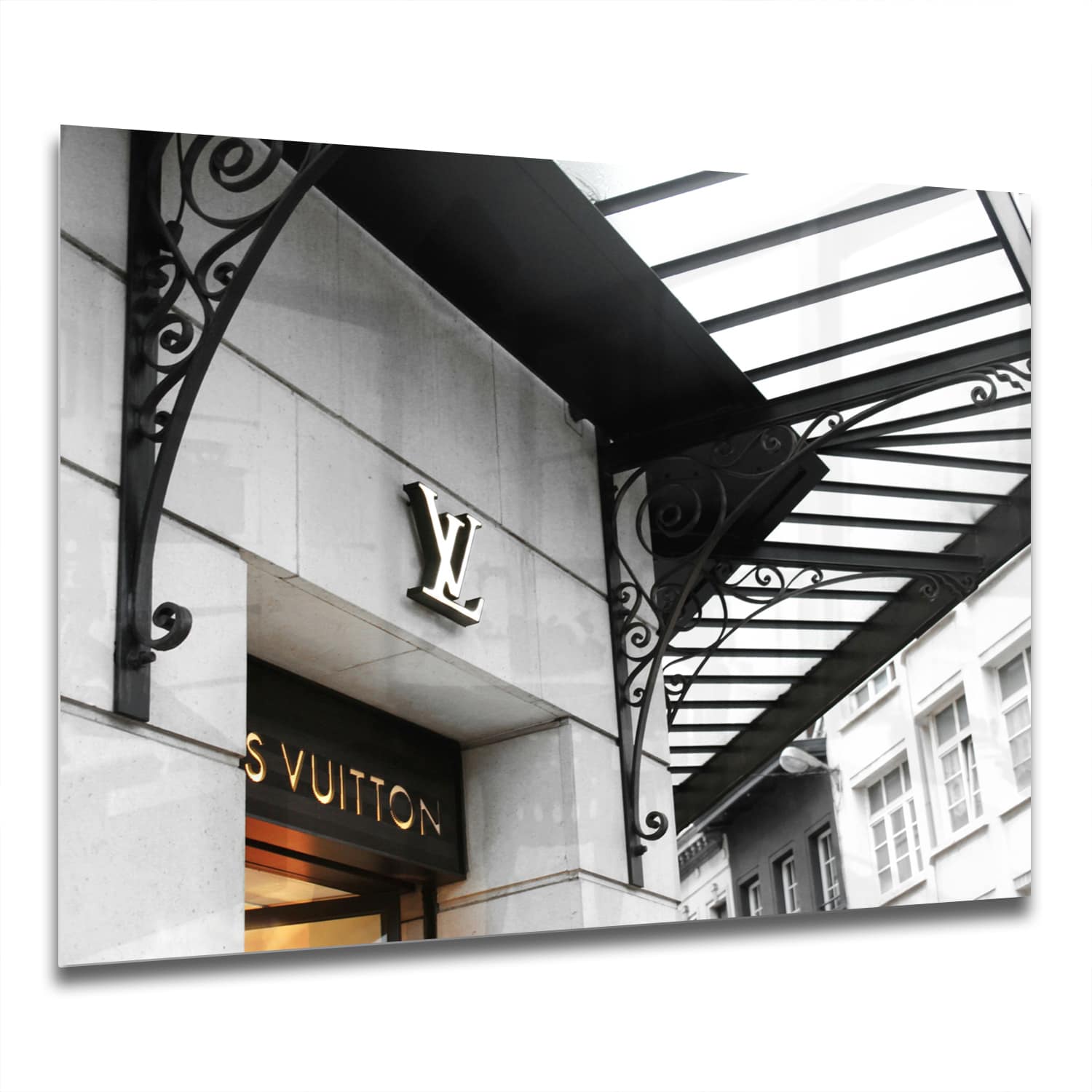Eigen Afmeting - Spatscherm Keuken - Hittebestendig gehard glas - Louist Vuitton Winkel