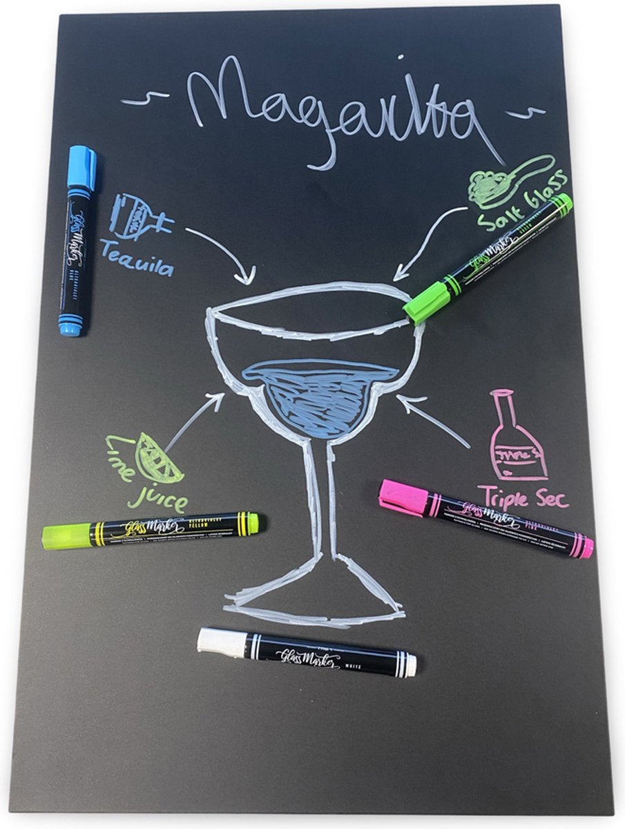 Mydesignglas Whiteboard - Metaal - Krijtbord - Magneetbord - Mat Oppervlak - Elk Type Magneet - Inclusief Accessoires - 60x40cm - Direct Leverbaar