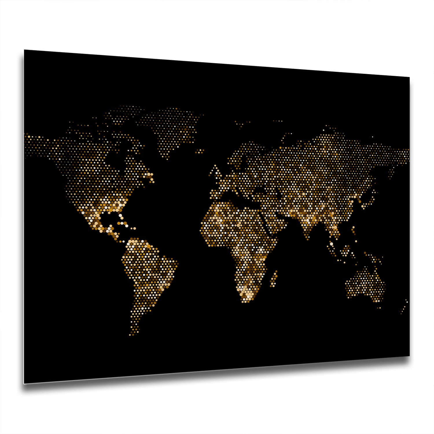 Eigen Afmeting - Spatscherm Keuken - Hittebestendig gehard glas - Gouden Wereldkaart