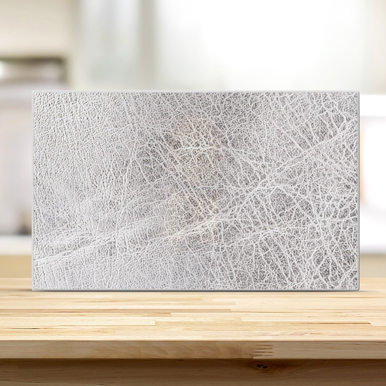 Snijplank - Gehard Glas - Zilver Leer Close-up