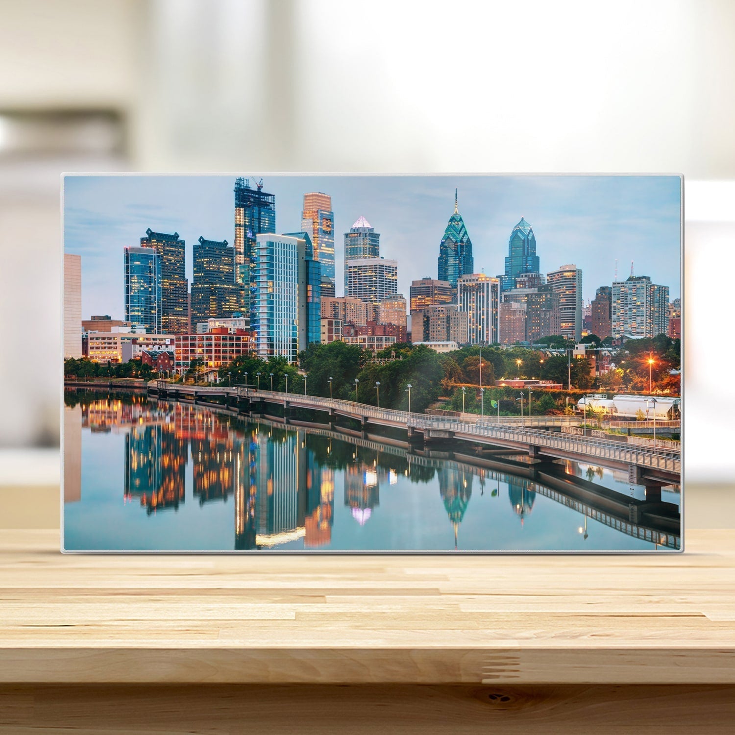 Snijplank - Gehard Glas - Philadelphia Skyline bij Nacht