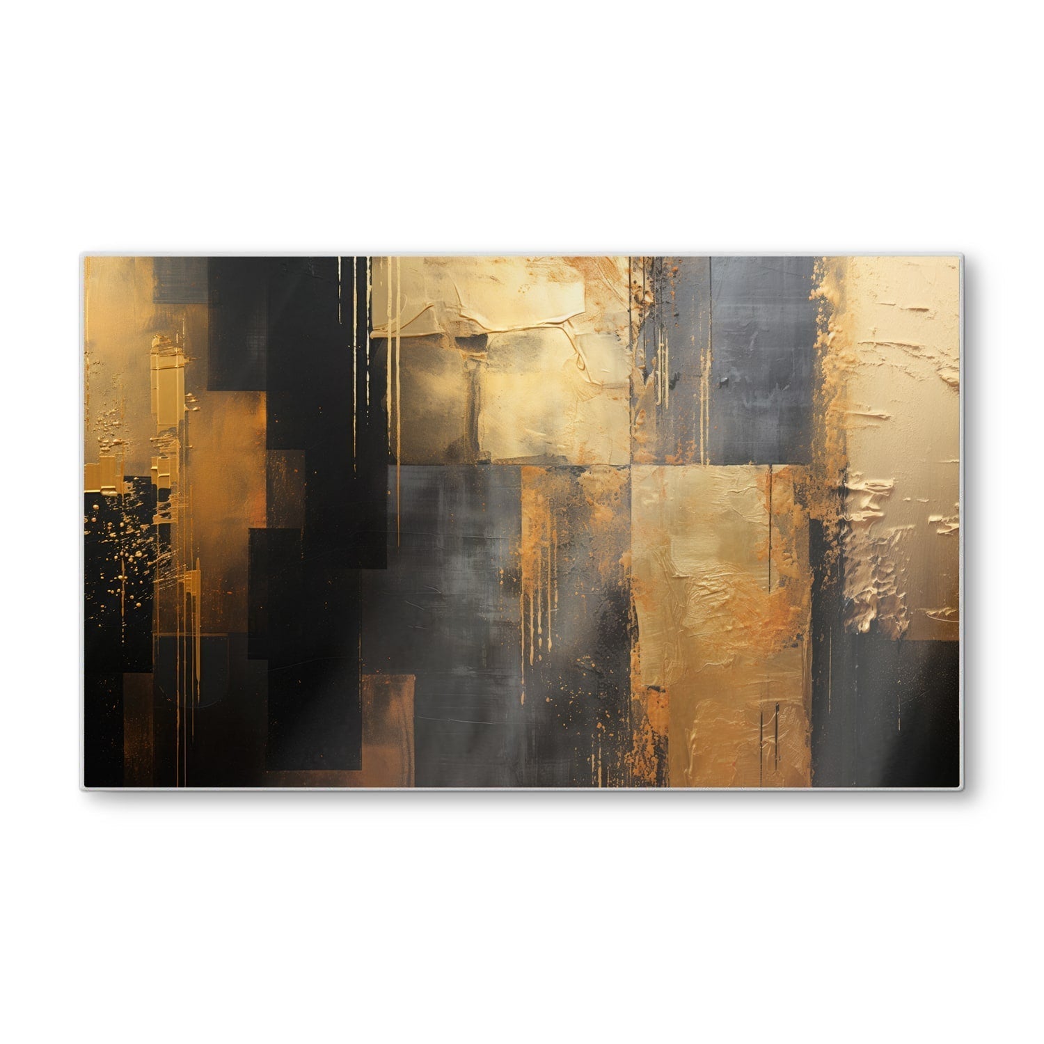 Snijplank - Gehard Glas - Goud/Zwart Abstract schilderij