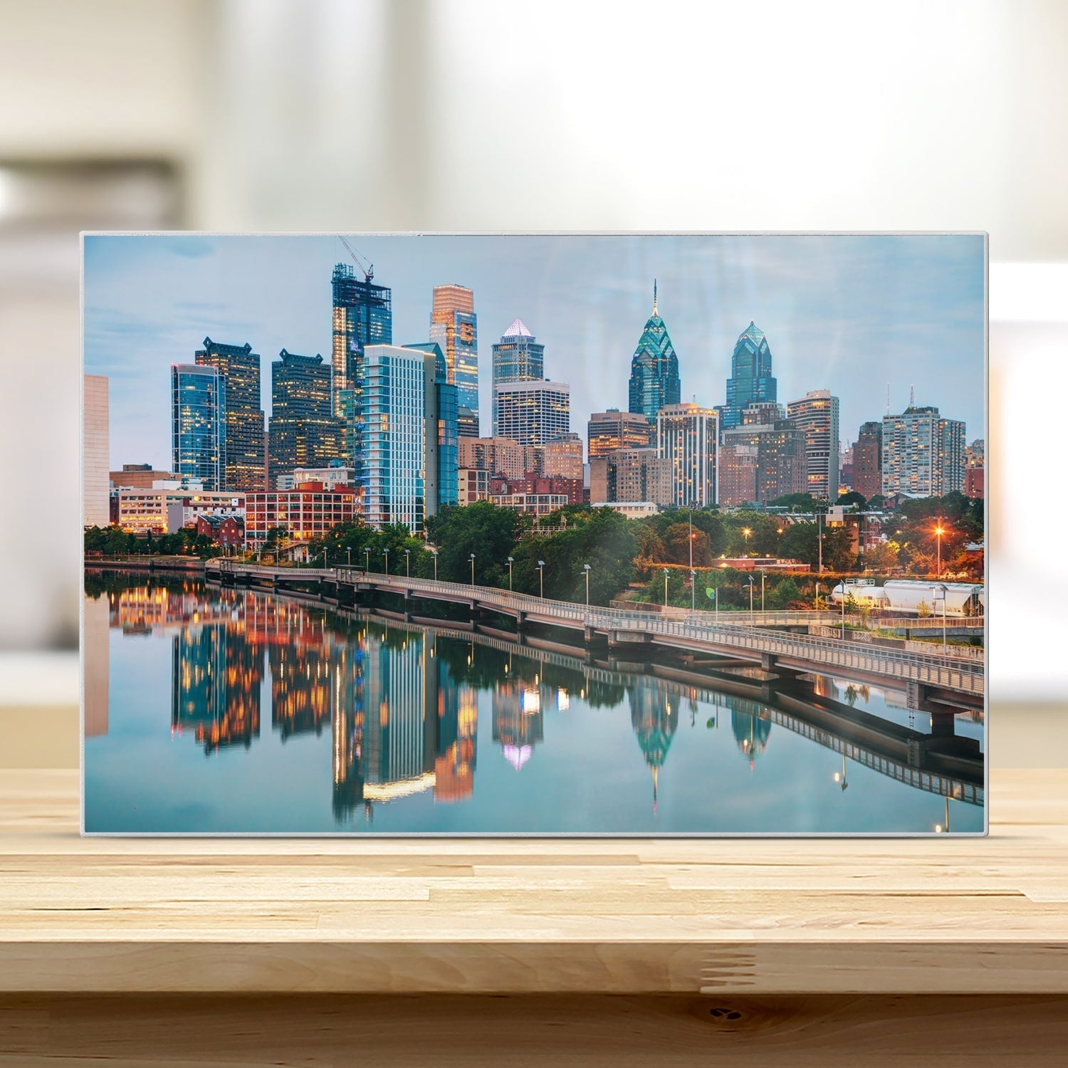 Snijplank - Gehard Glas - Philadelphia Skyline bij Nacht