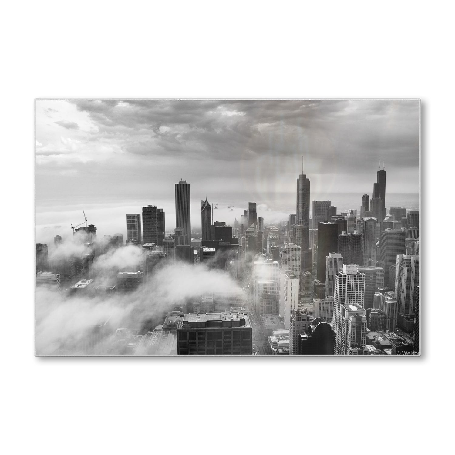 Snijplank - Gehard Glas - Chicago Skyline in de Mist