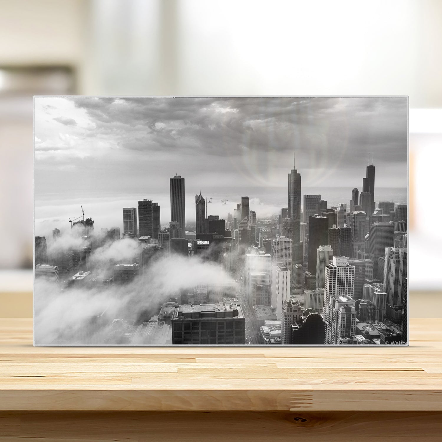 Snijplank - Gehard Glas - Chicago Skyline in de Mist