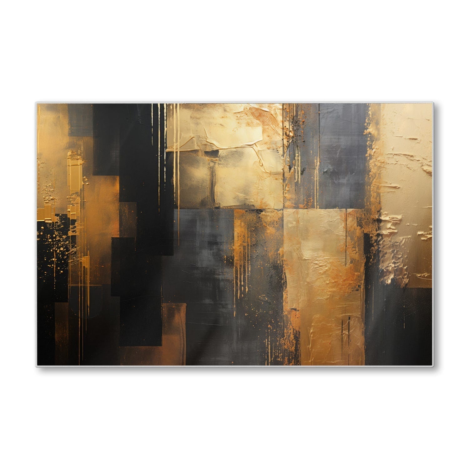 Snijplank - Gehard Glas - Goud/Zwart Abstract schilderij