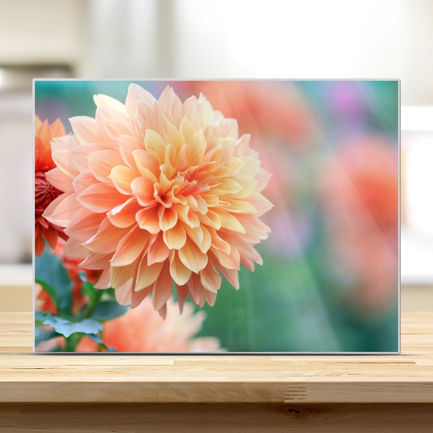 Snijplank - Gehard Glas - Roze/Gele Dahlia