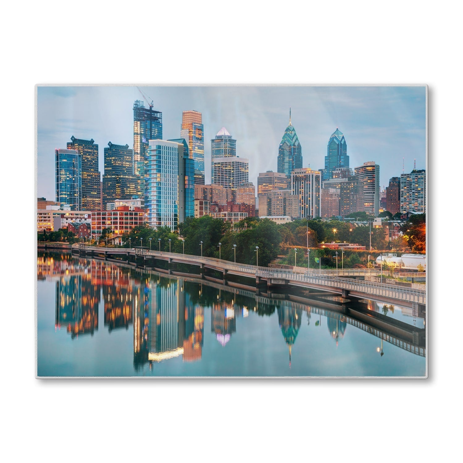 Snijplank - Gehard Glas - Philadelphia Skyline bij Nacht