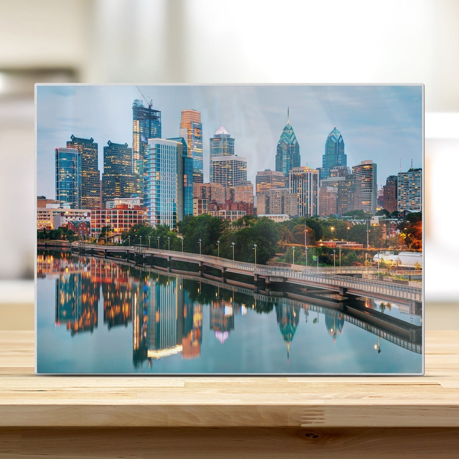 Snijplank - Gehard Glas - Philadelphia Skyline bij Nacht