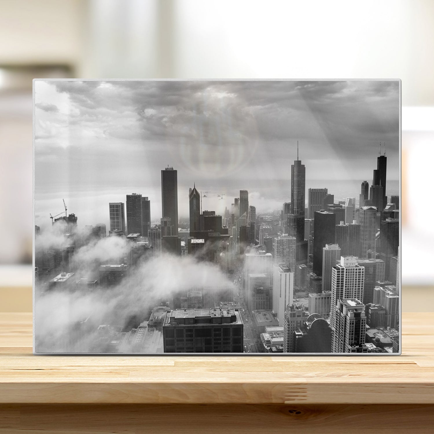 Snijplank - Gehard Glas - Chicago Skyline in de Mist