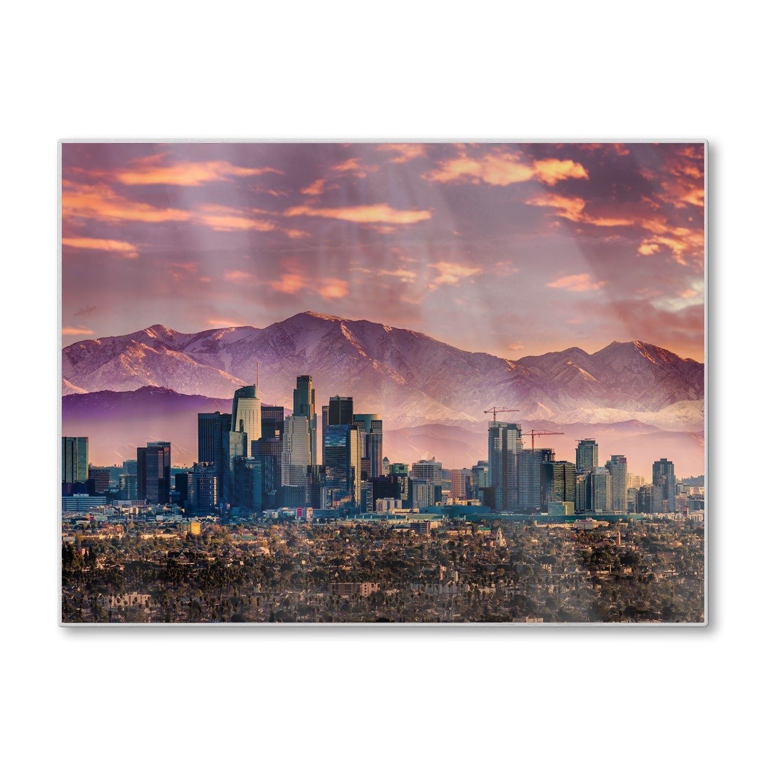 Snijplank - Gehard Glas - Los Angeles Skyline bij Zonsondergang