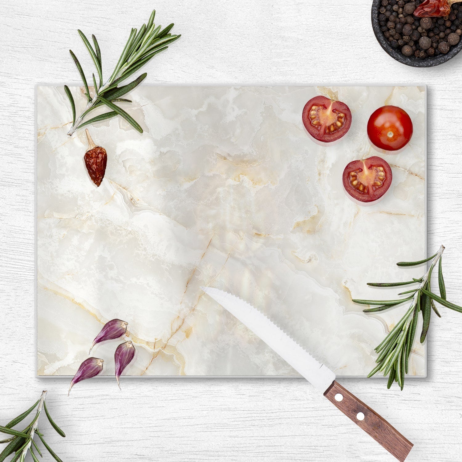 Snijplank - Gehard Glas - Wit Goud Marmer