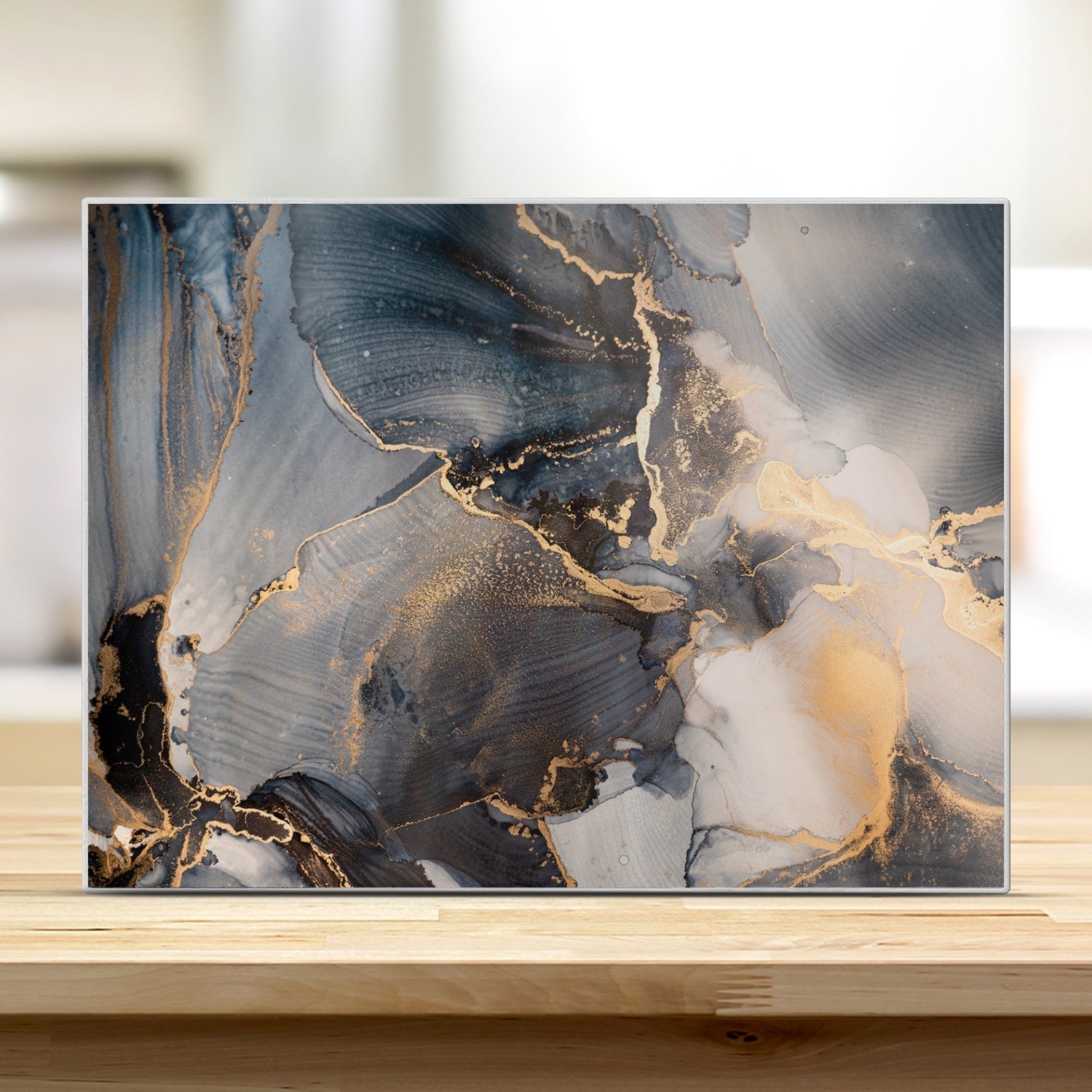 Snijplank - Gehard Glas - Zwart en Goud Abstract Kunst