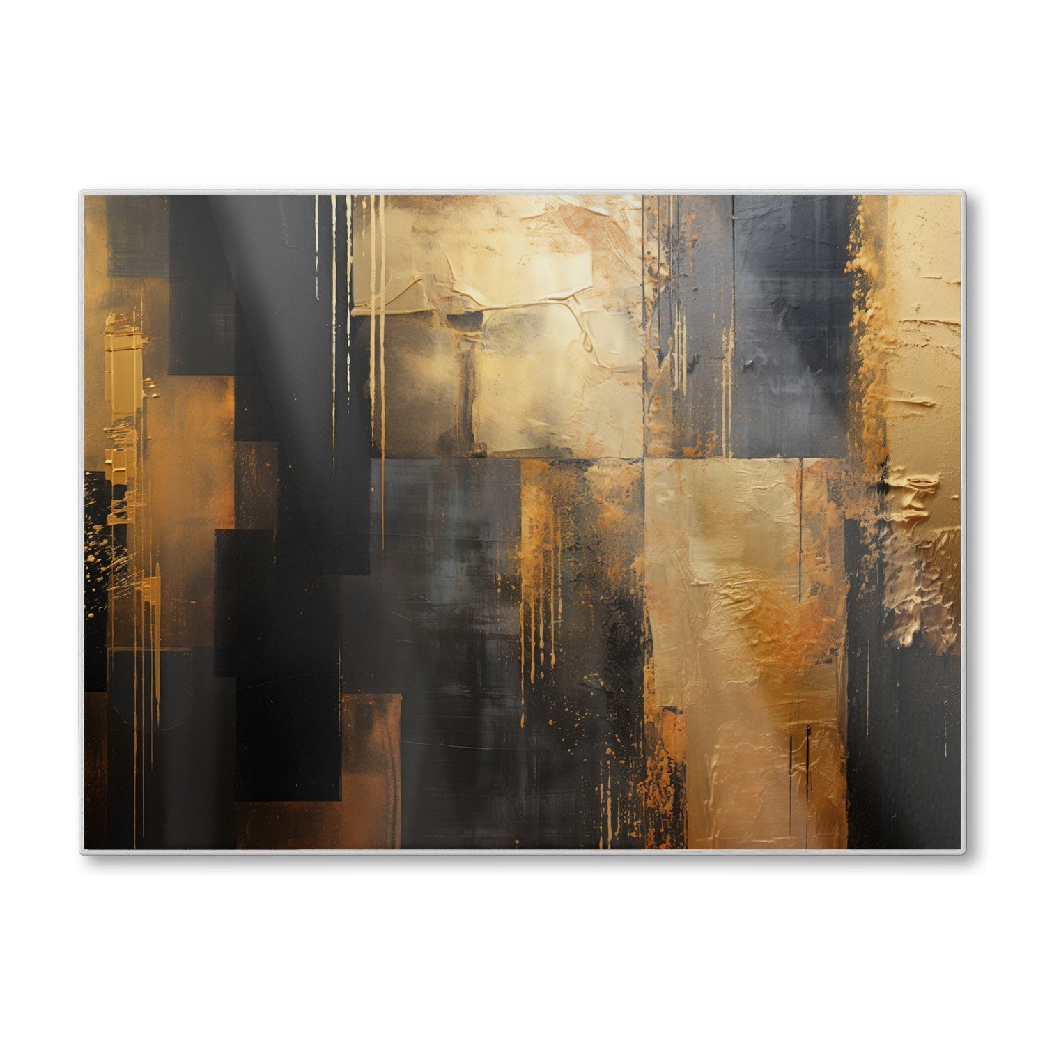 Snijplank - Gehard Glas - Goud/Zwart Abstract schilderij