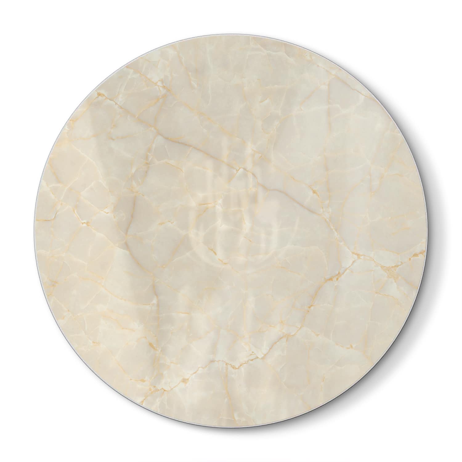 Snijplank Rond - Gehard Glas - Zacht Beige Marmer