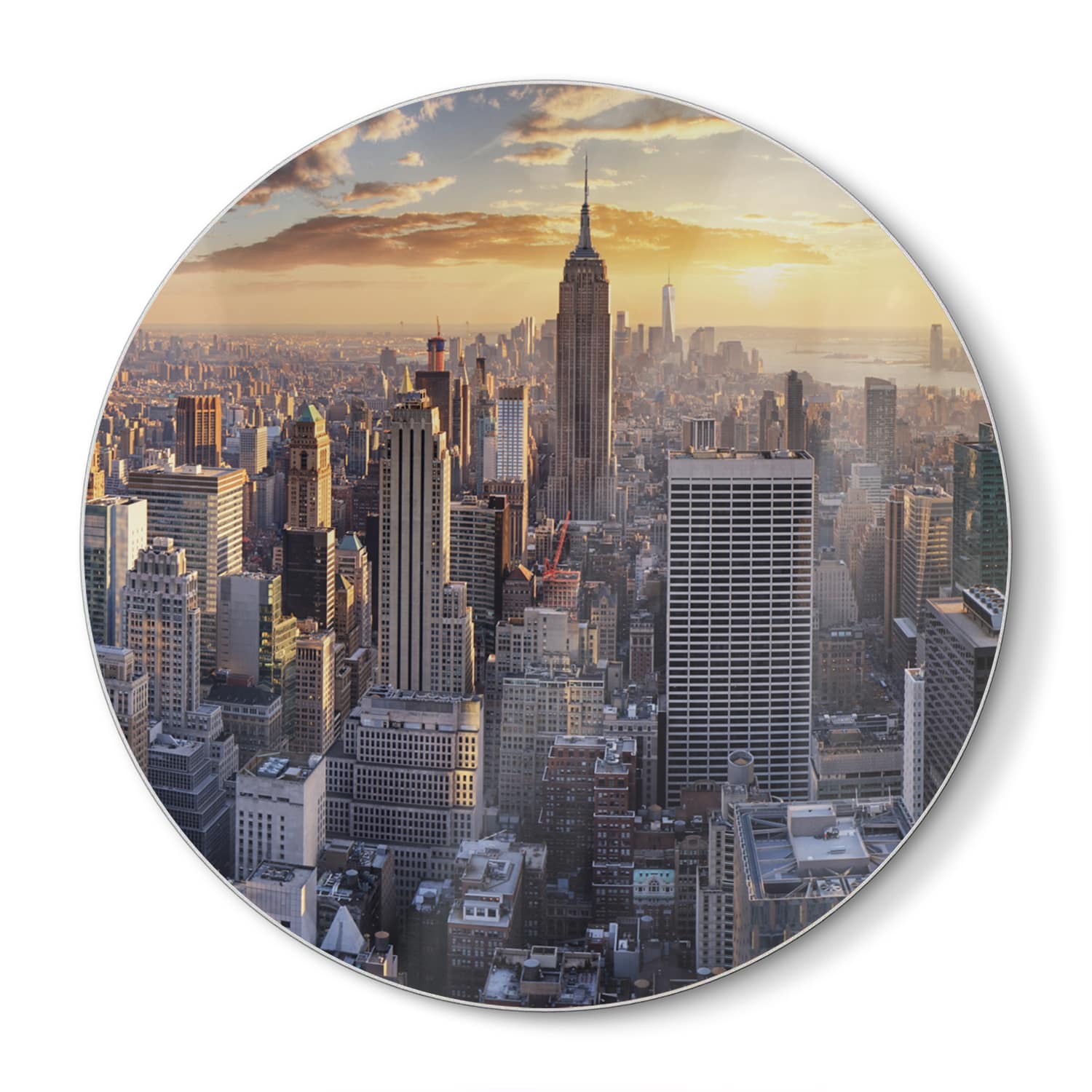 Snijplank Rond - Gehard Glas - Zonsondergang over New York City