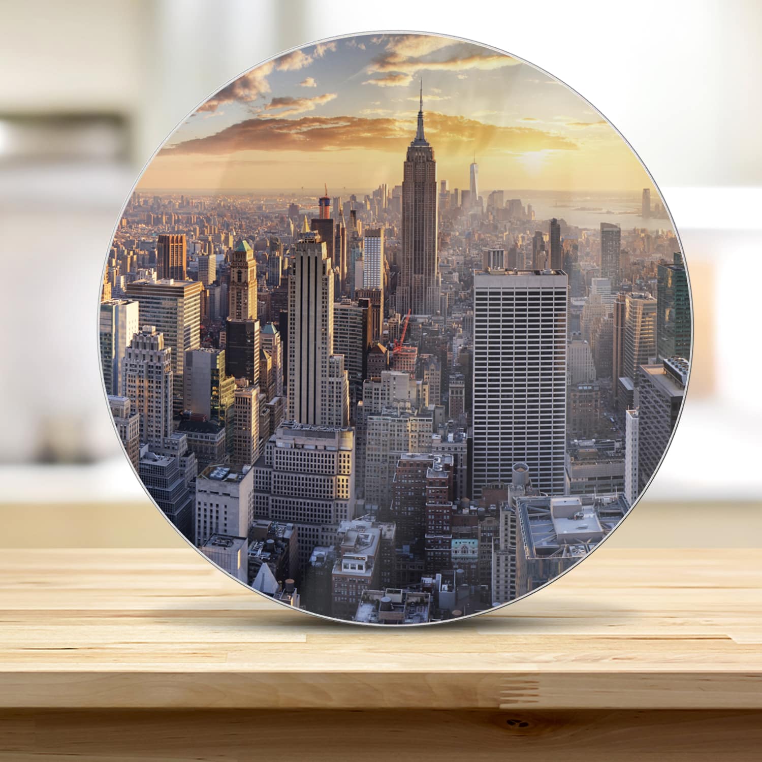 Snijplank Rond - Gehard Glas - Zonsondergang over New York City