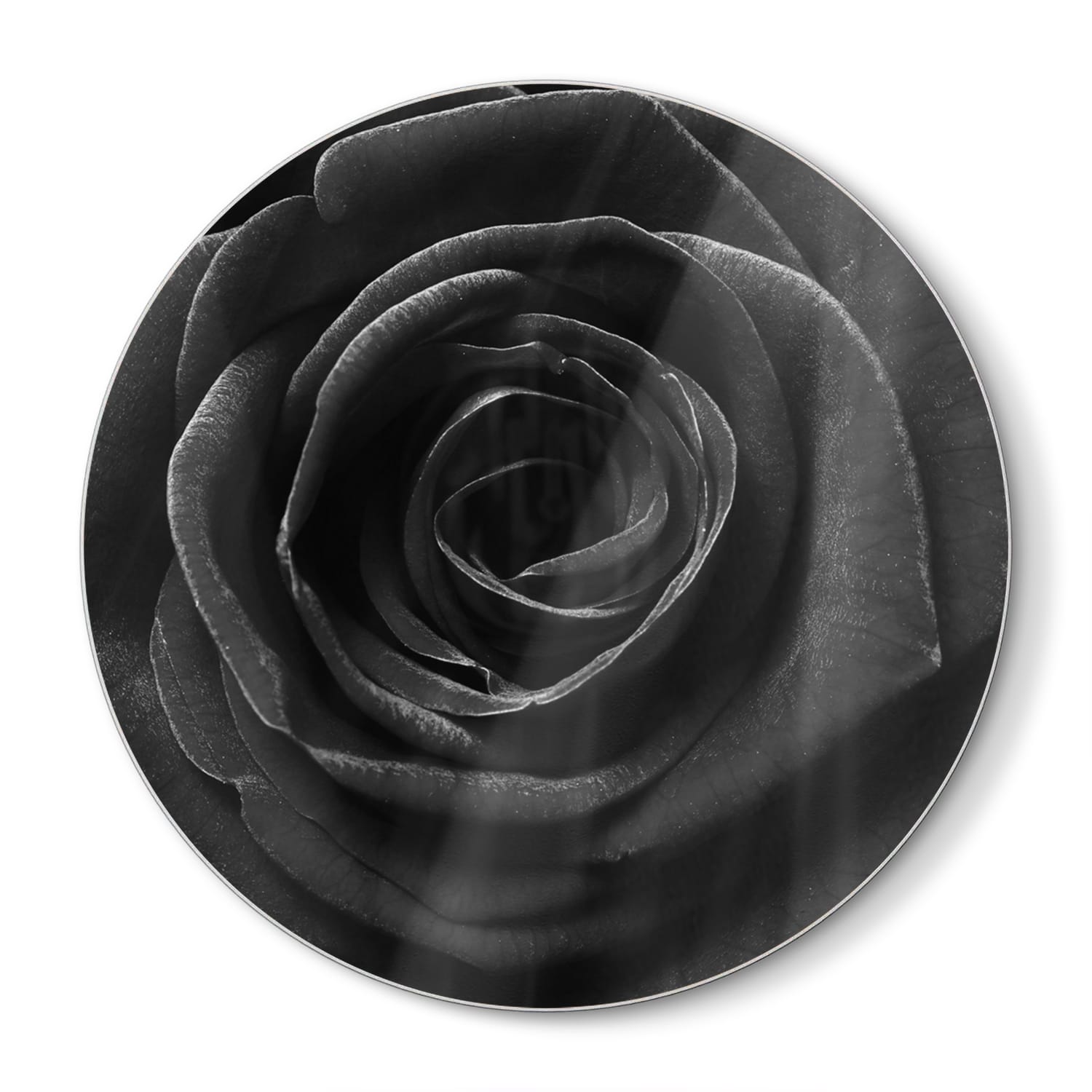 Snijplank Rond - Gehard Glas - Zwarte Roos