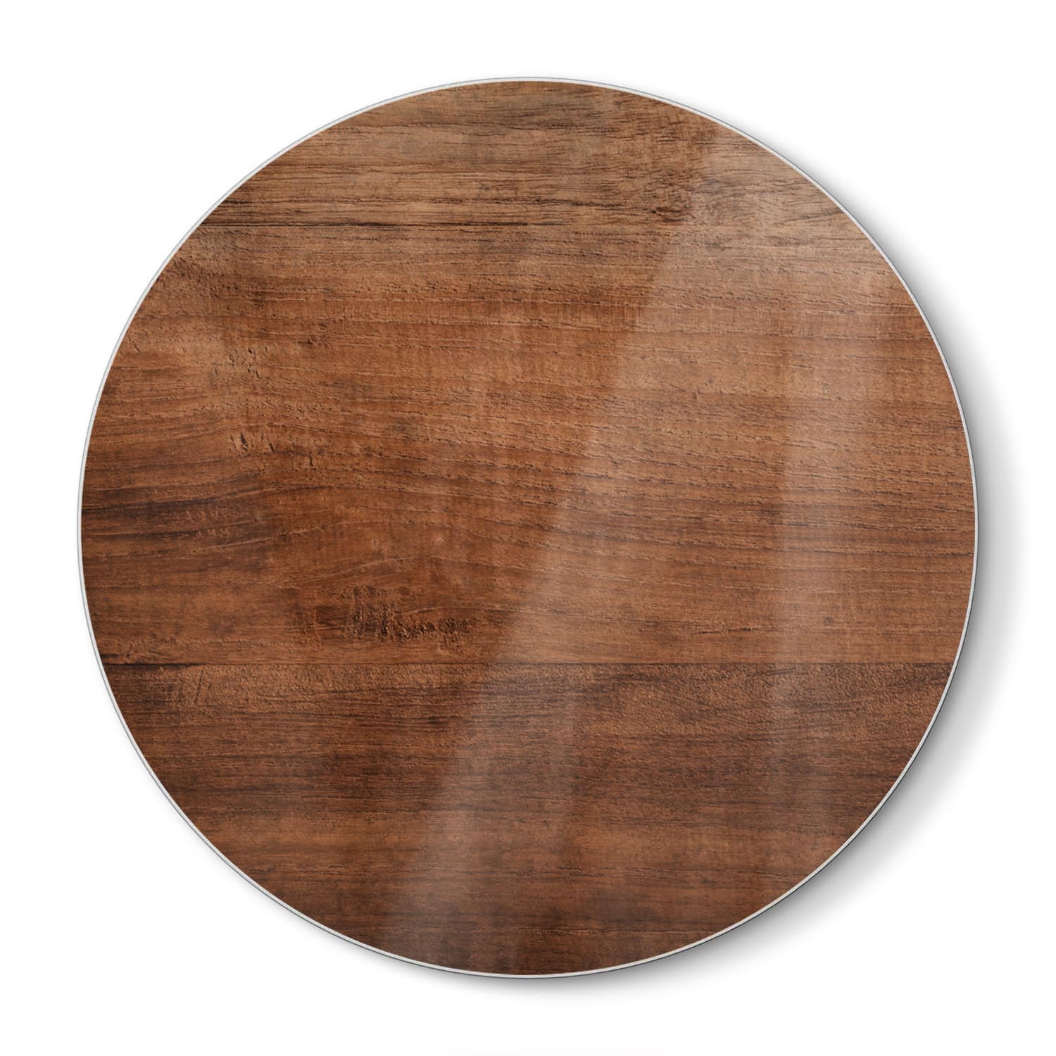 Snijplank Rond - Gehard Glas - Oud Bruin Hout