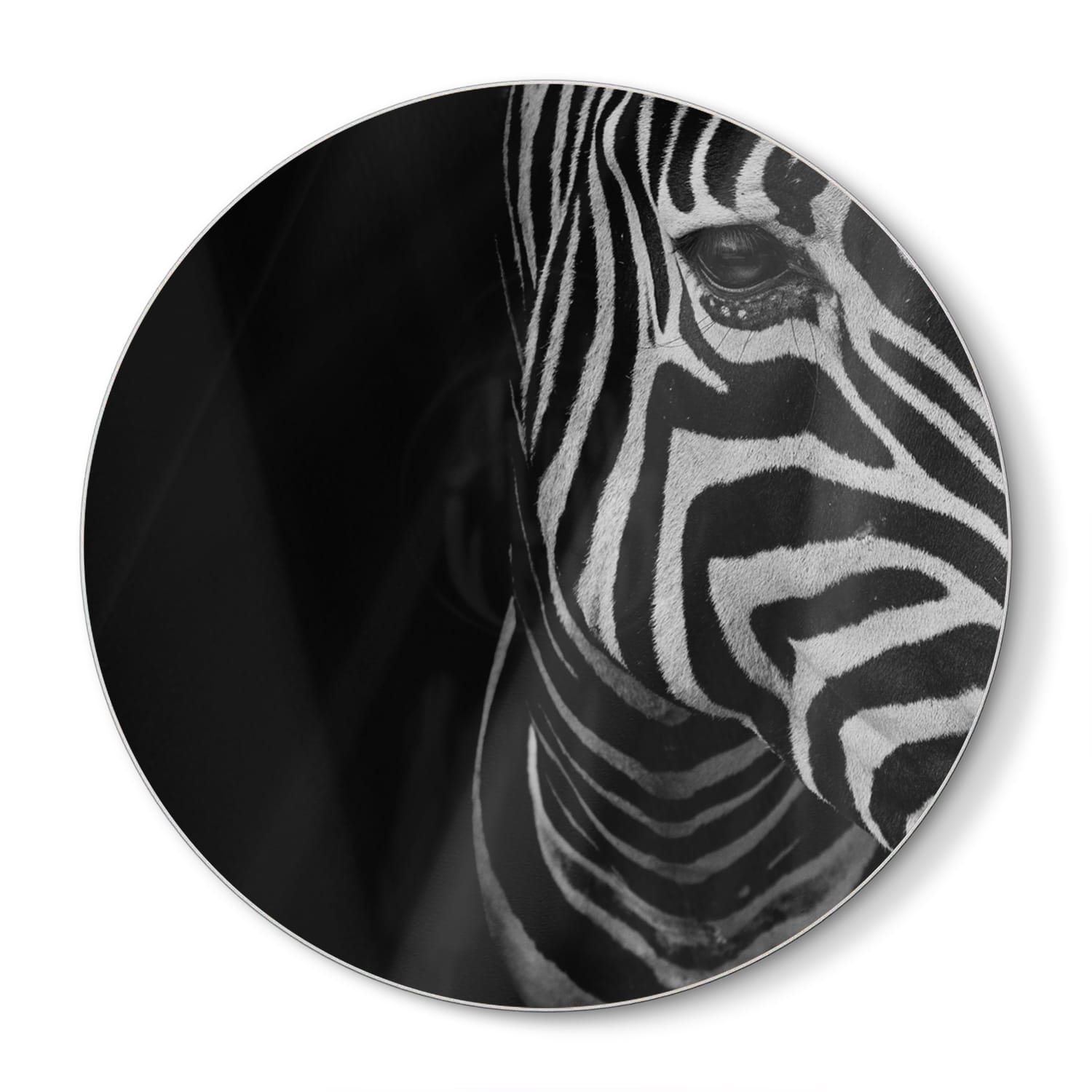 Snijplank Rond - Gehard Glas - Zebra in zwart/wit