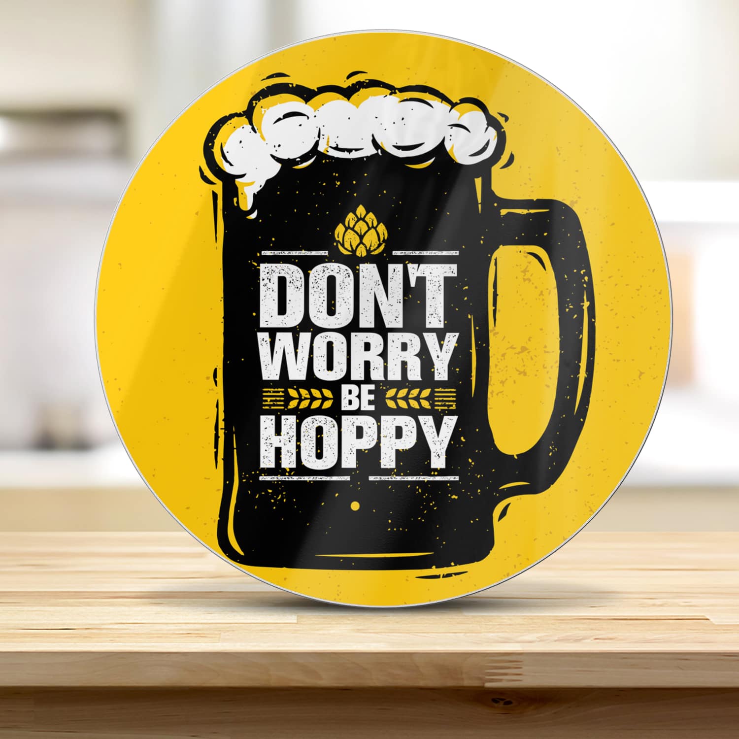 Snijplank Rond - Gehard Glas - Don't Worry Be Hoppy