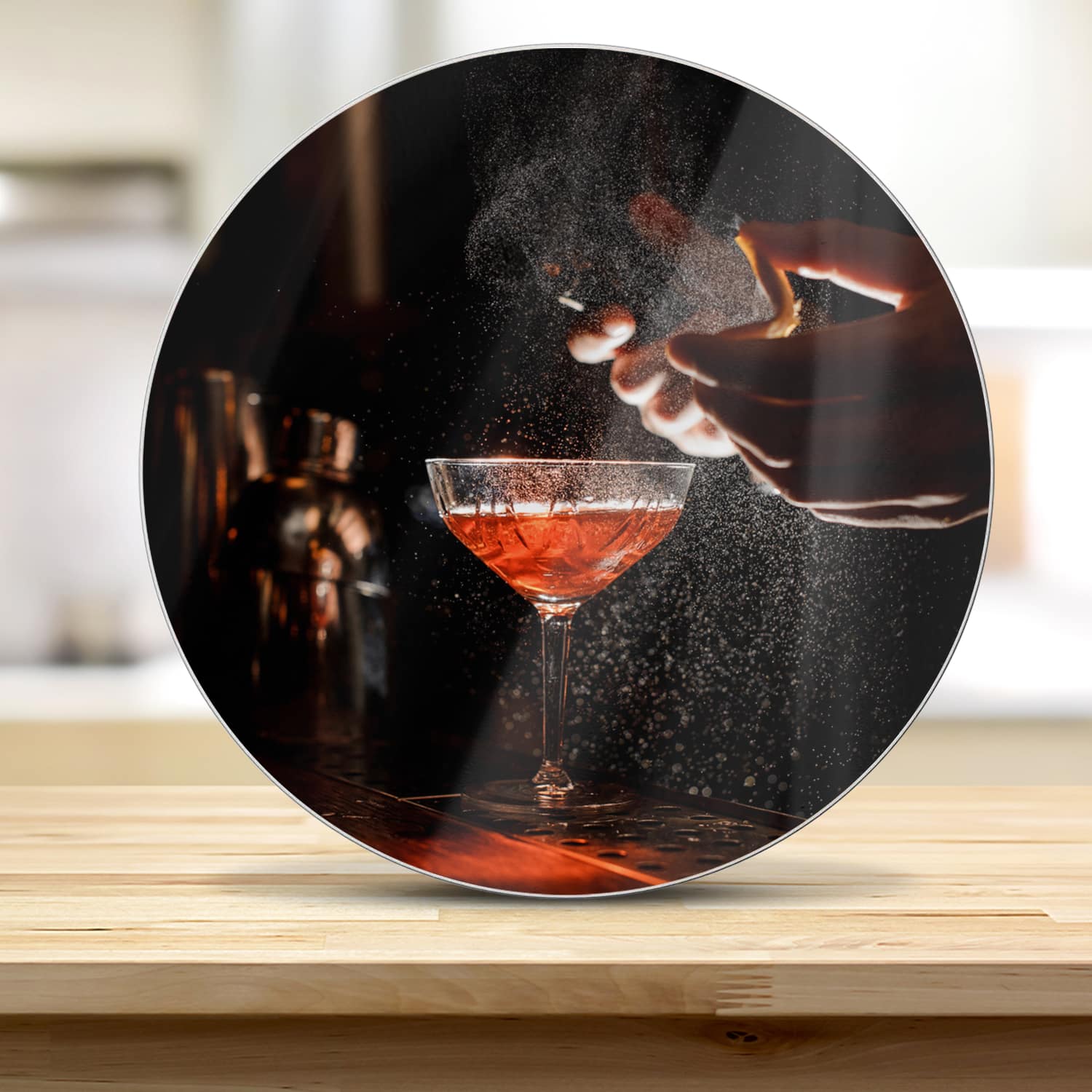 Snijplank Rond - Gehard Glas - Elegante Cocktail