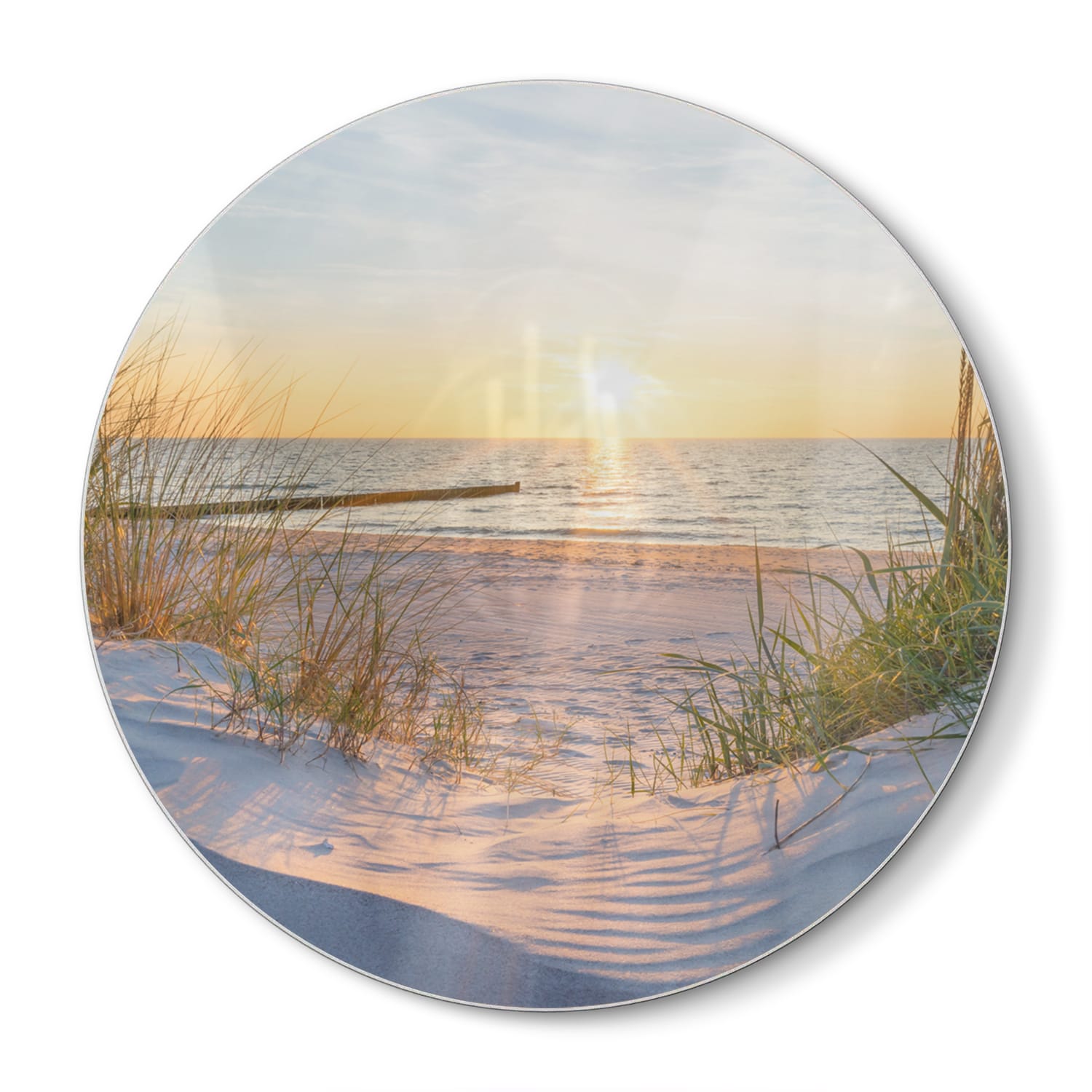 Snijplank Rond - Gehard Glas - Zonsondergang aan zee