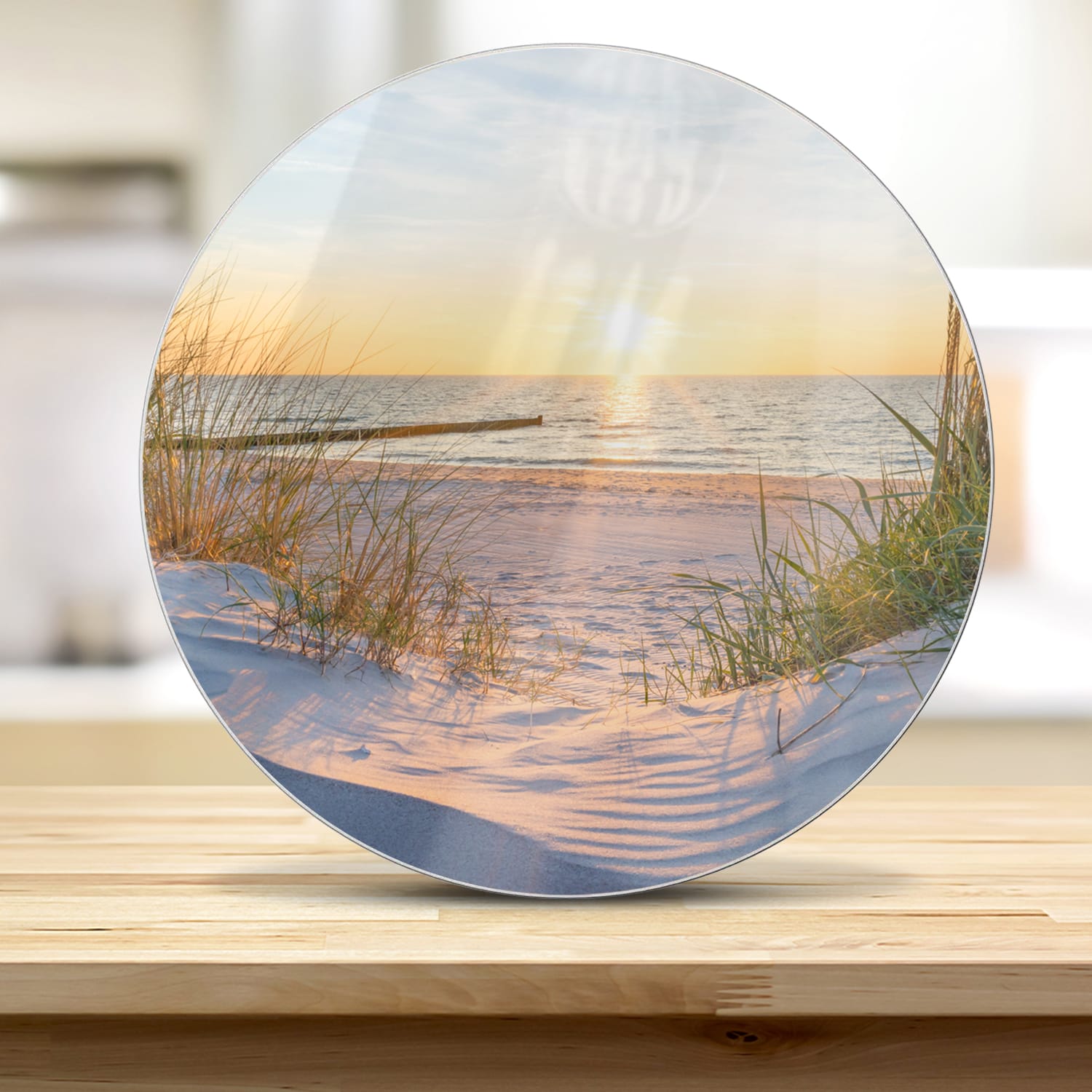 Snijplank Rond - Gehard Glas - Zonsondergang aan zee