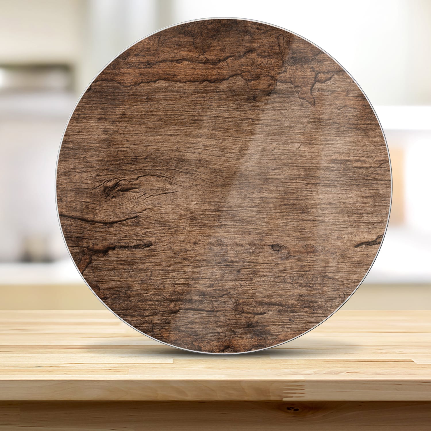 Snijplank Rond - Gehard Glas - Oud Hout