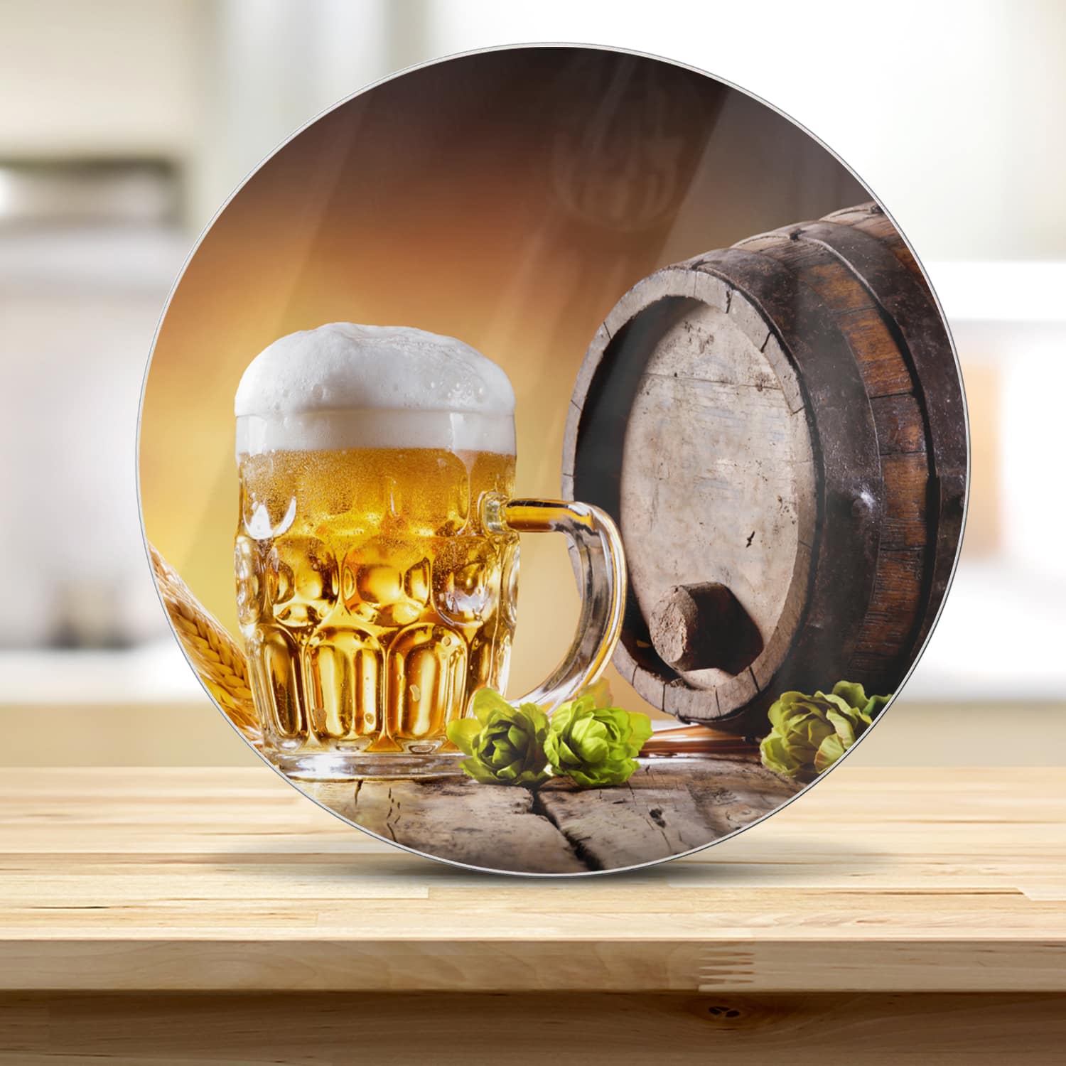 Snijplank Rond - Gehard Glas - Bier in het Vat