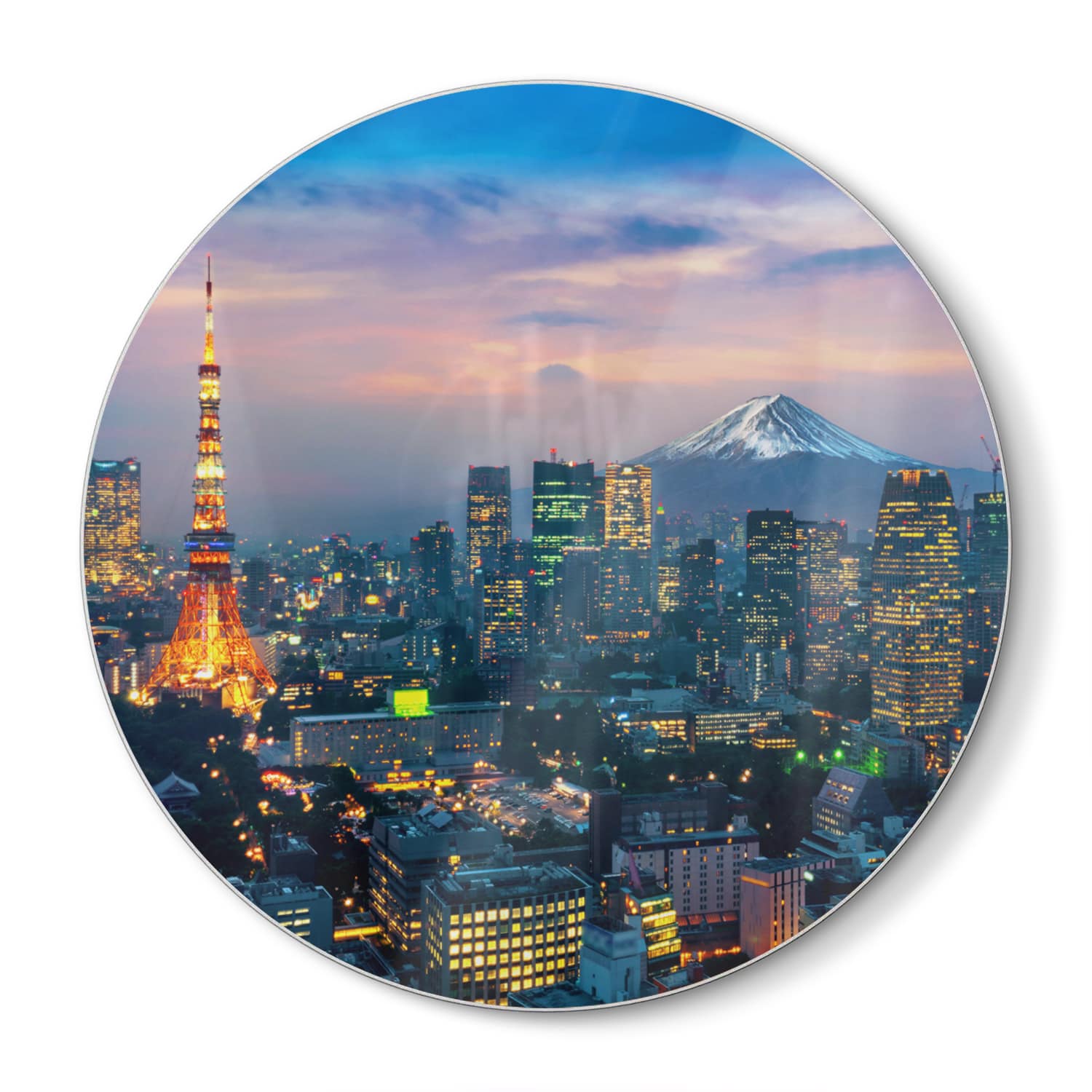 Snijplank Rond - Gehard Glas - Tokyo met de Fuji-berg