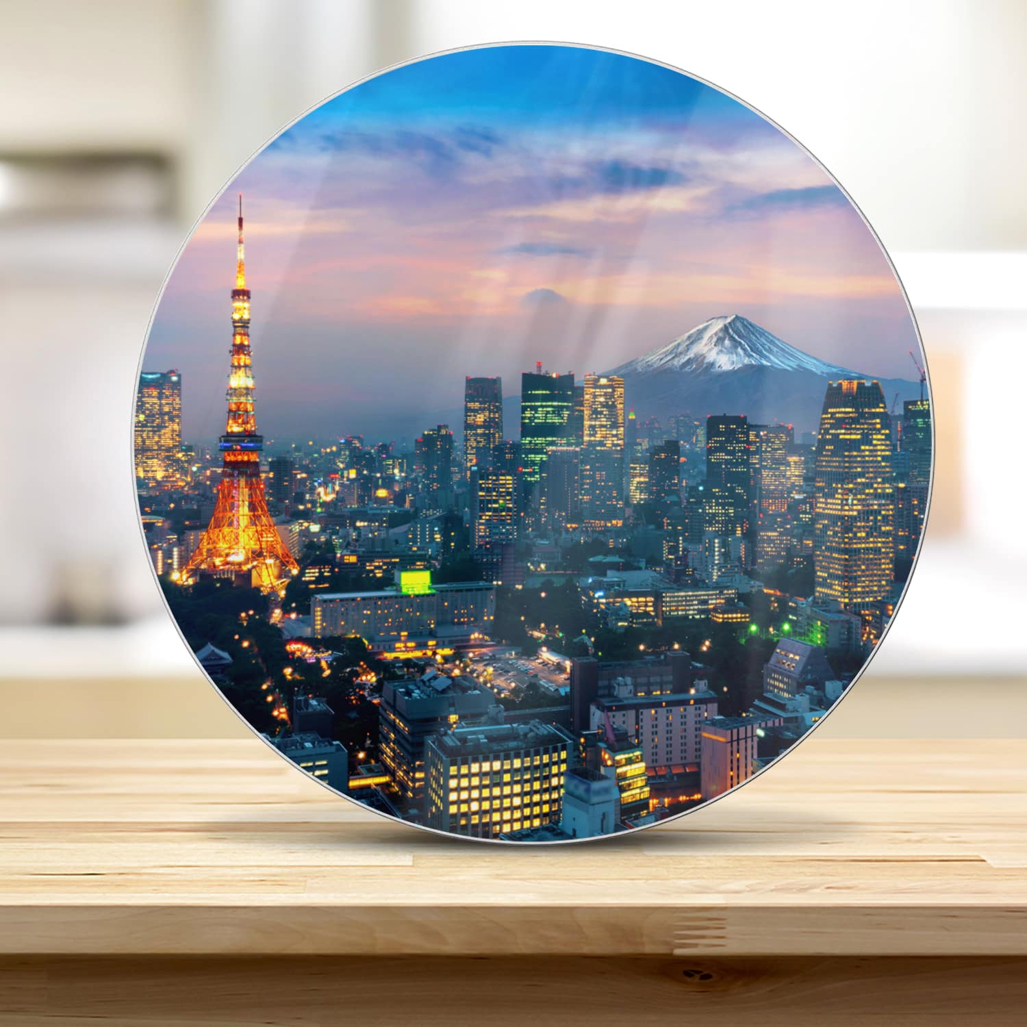 Snijplank Rond - Gehard Glas - Tokyo met de Fuji-berg