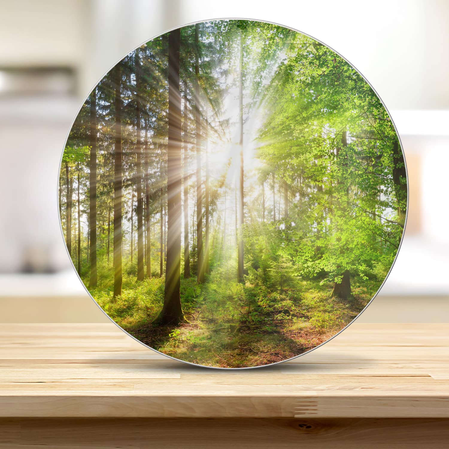 Snijplank Rond - Gehard Glas - Zonlicht in het Bos