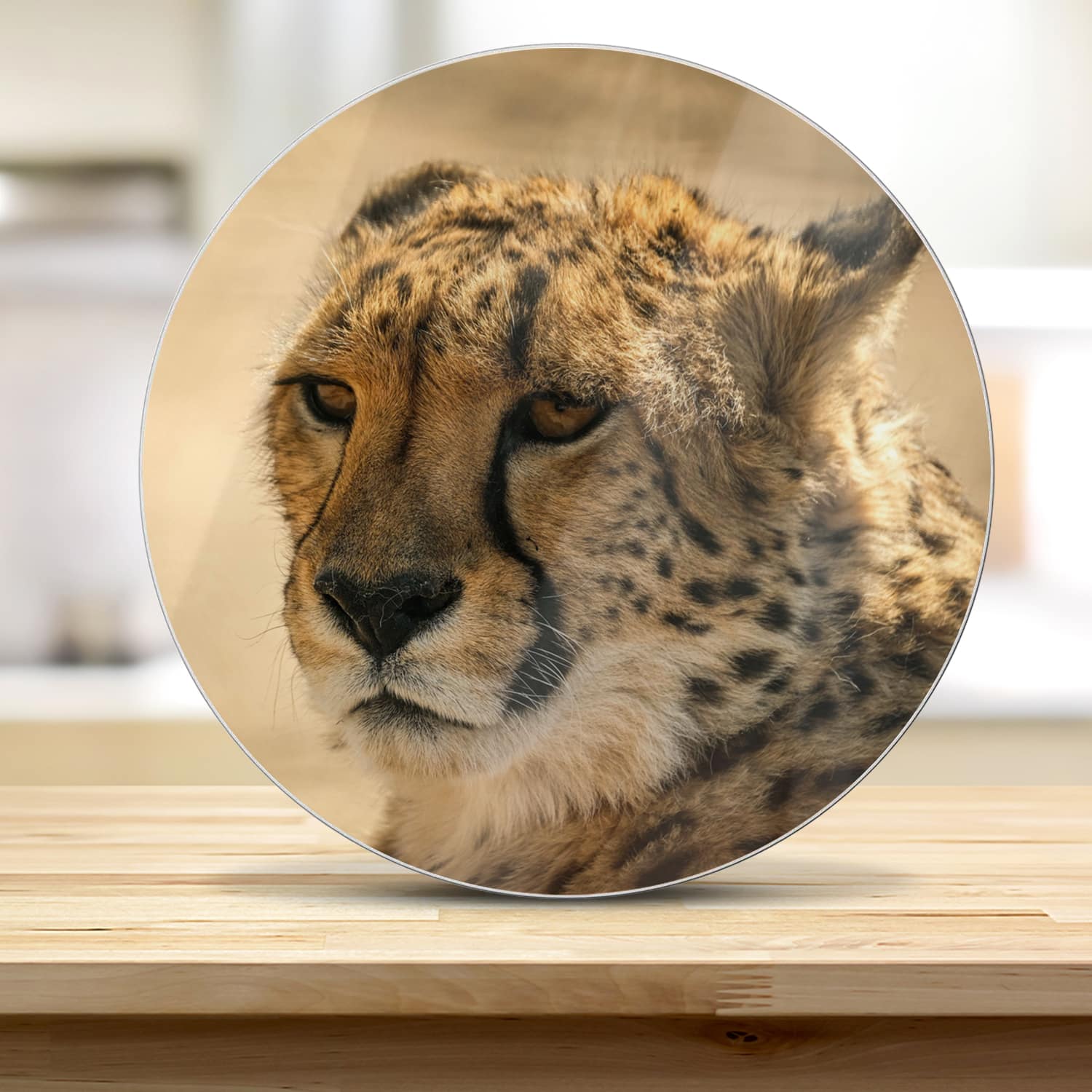 Snijplank Rond - Gehard Glas - Cheetah Close-up