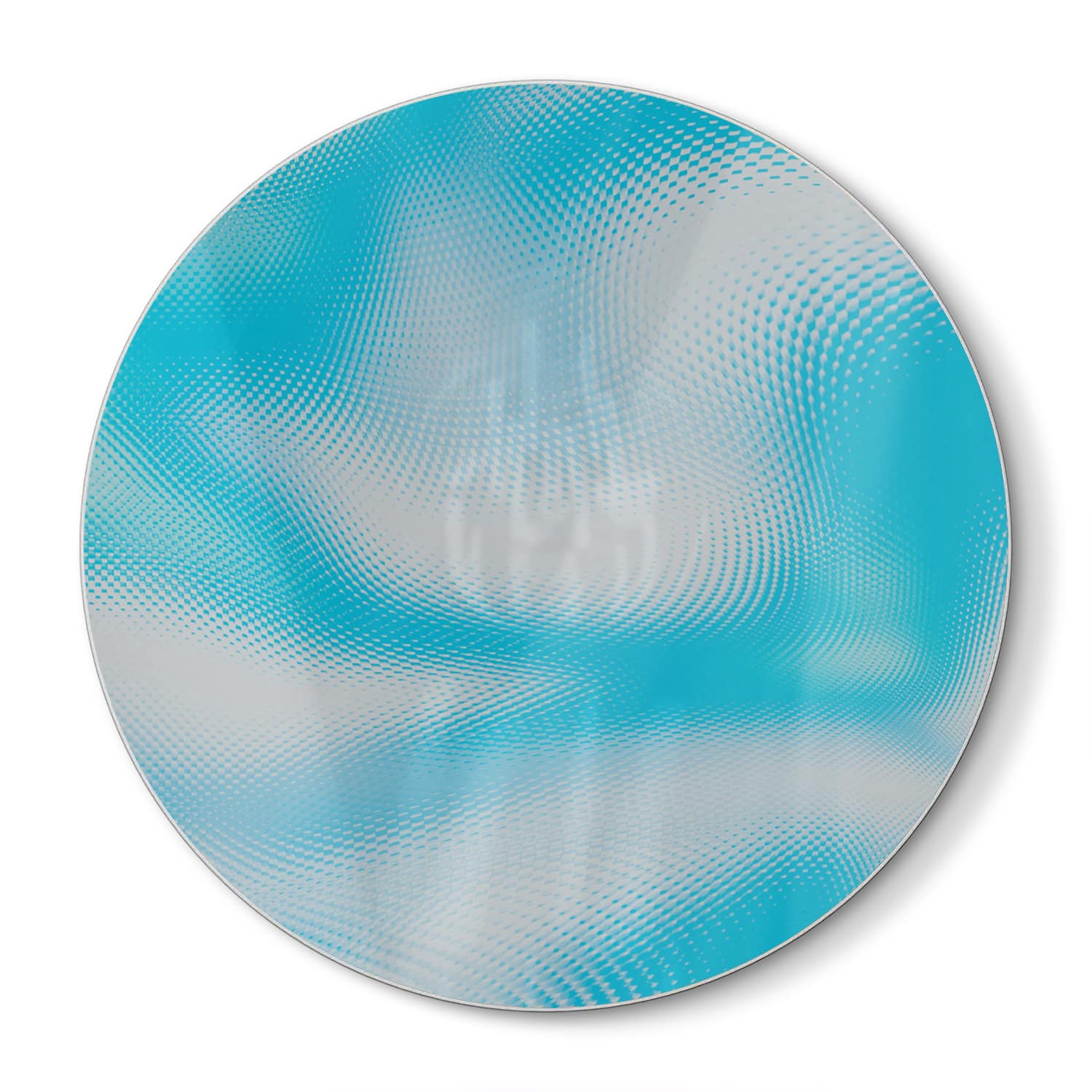 Snijplank Rond - Gehard Glas - Blauw & Witte Abstractie