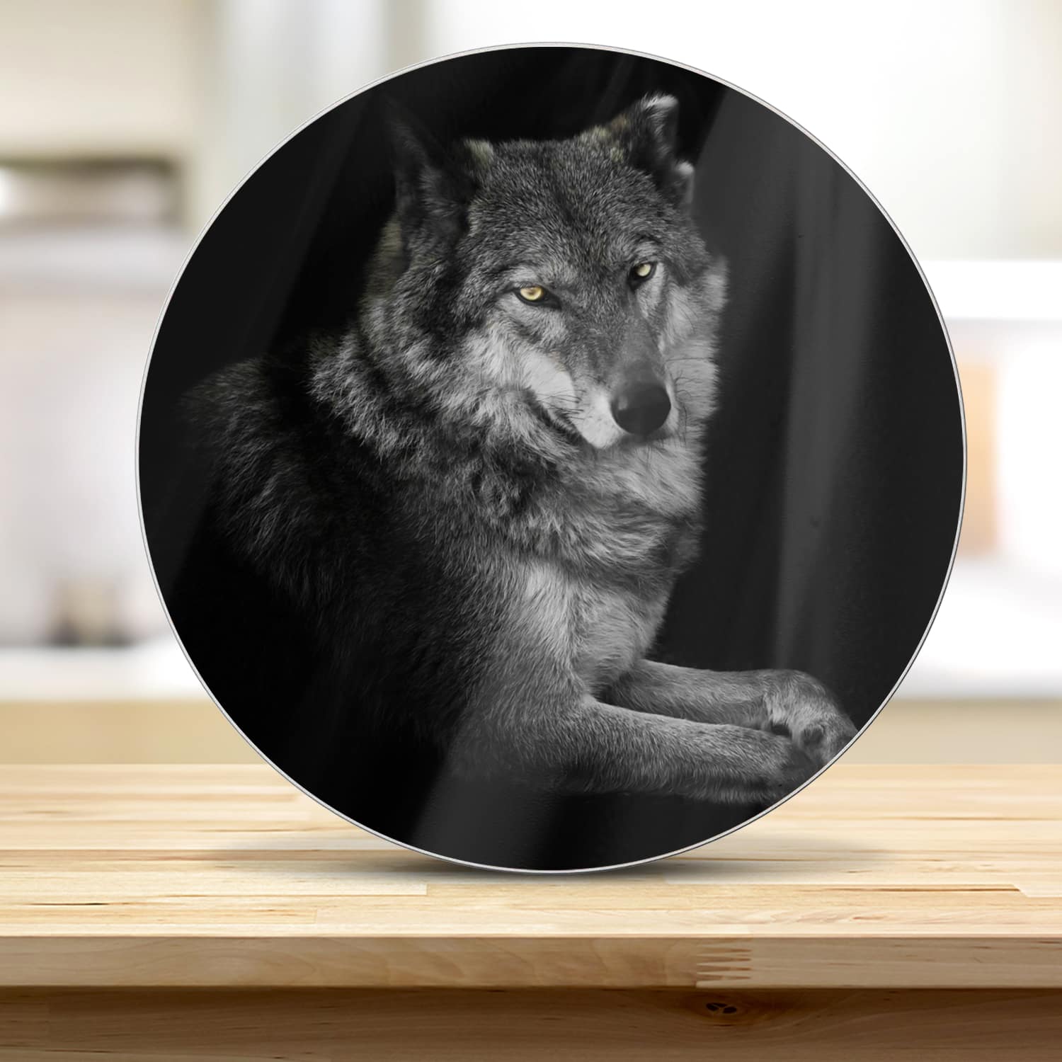 Snijplank Rond - Gehard Glas - Vrouwelijke Wolf