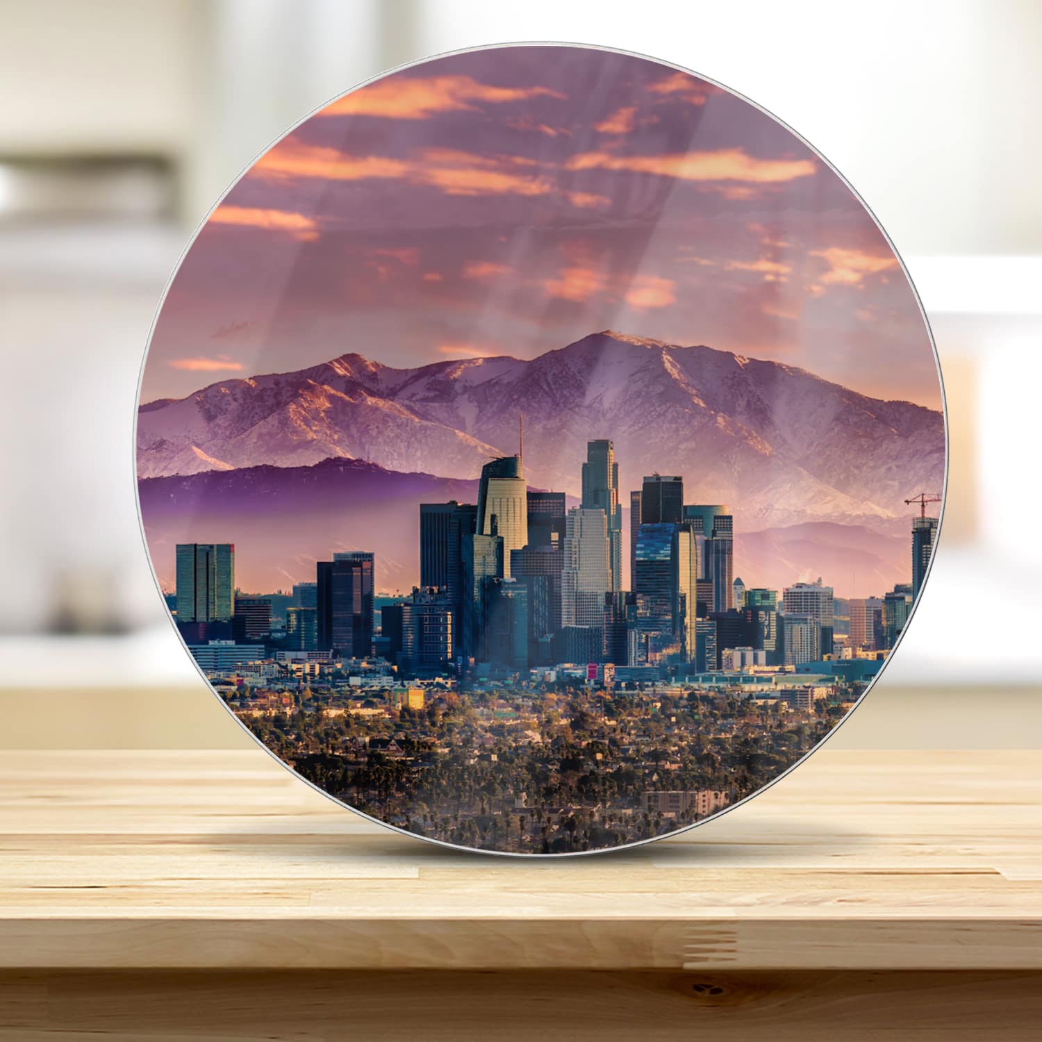 Snijplank Rond - Gehard Glas - Los Angeles Skyline bij Zonsondergang