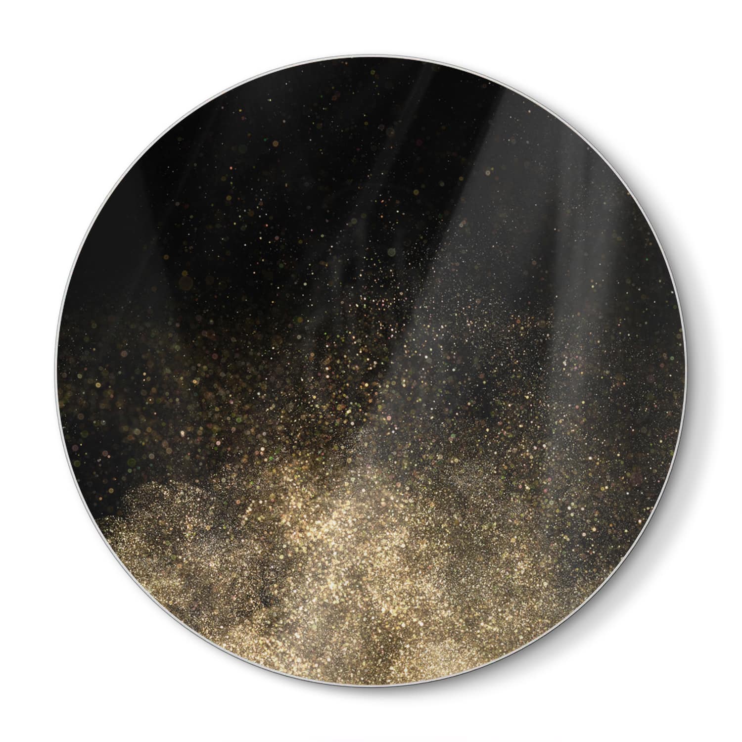 Snijplank Rond - Gehard Glas - Gouden Glitter Poeder