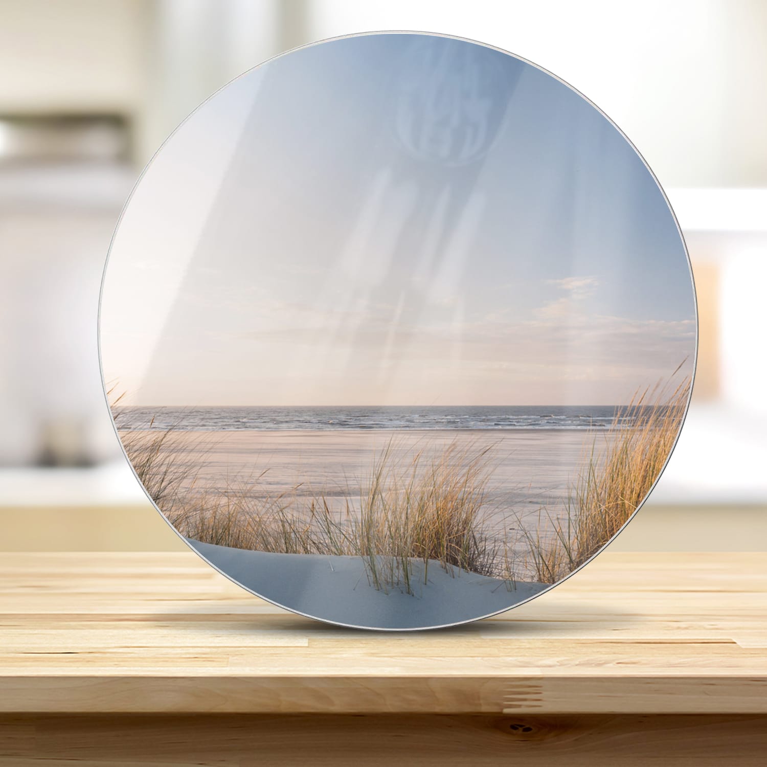 Snijplank Rond - Gehard Glas - Gouden duingras op het strand