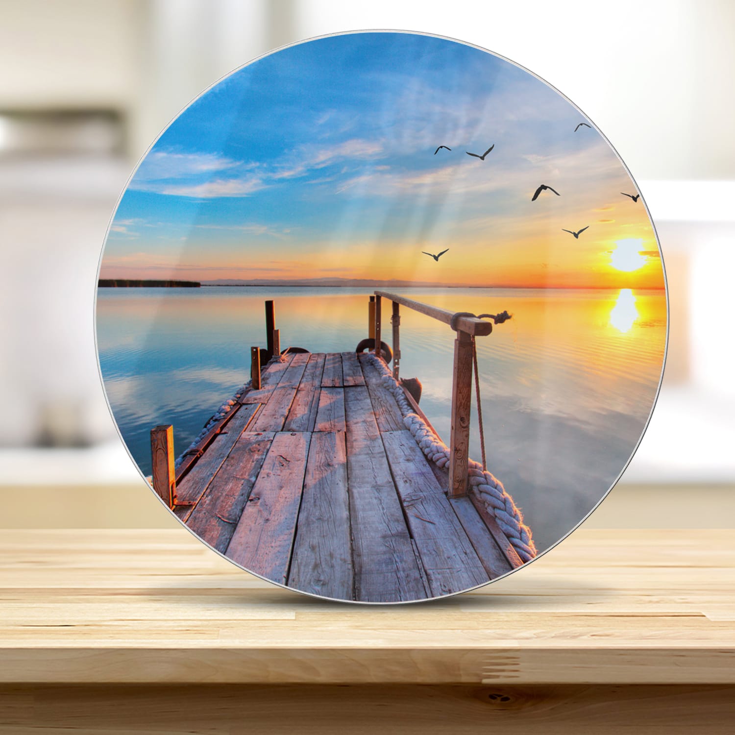 Snijplank Rond - Gehard Glas - Wolken in het water